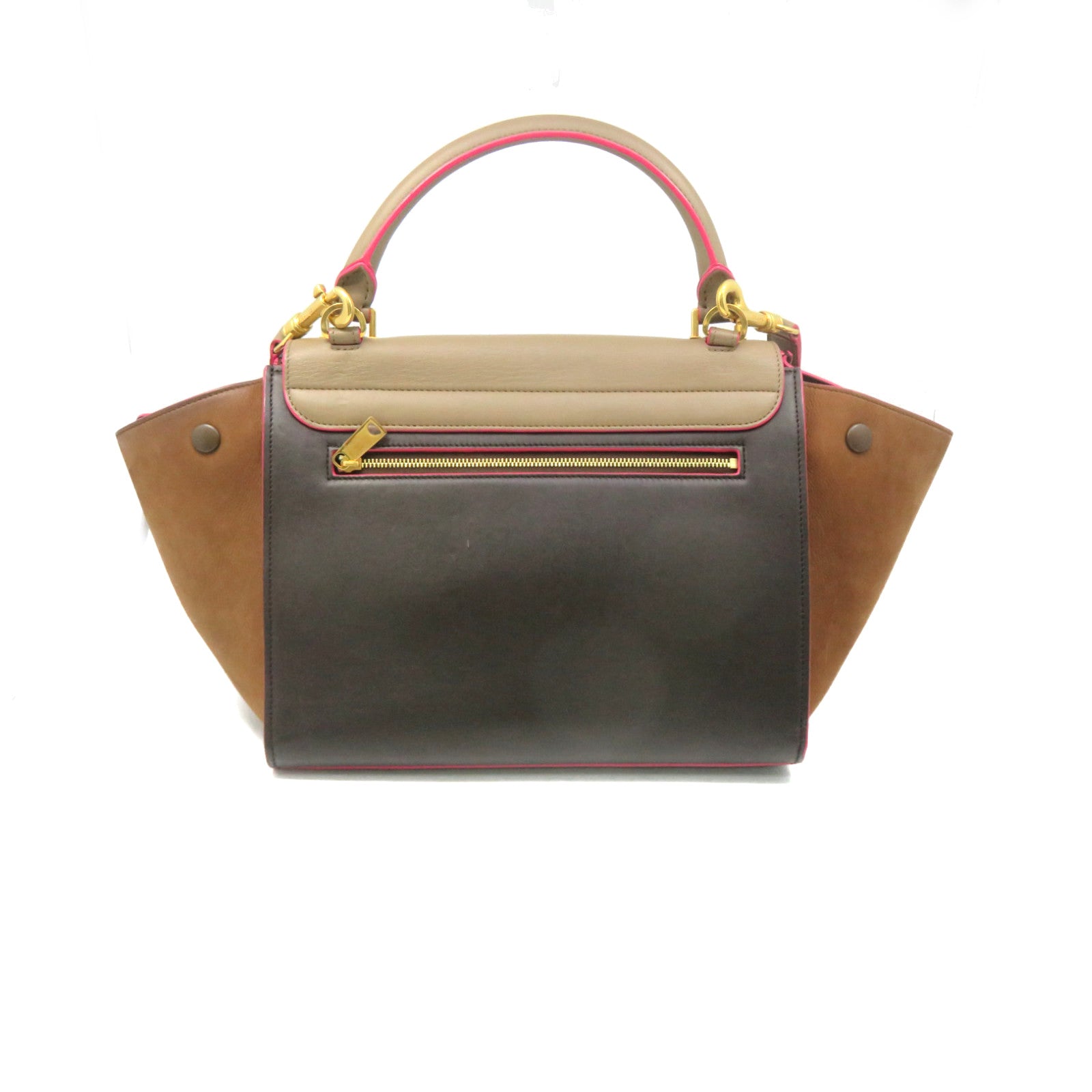 CELINE 牛皮皮革Traprze Small 2Way Shoulder Bag手挽肩背两用袋啡色