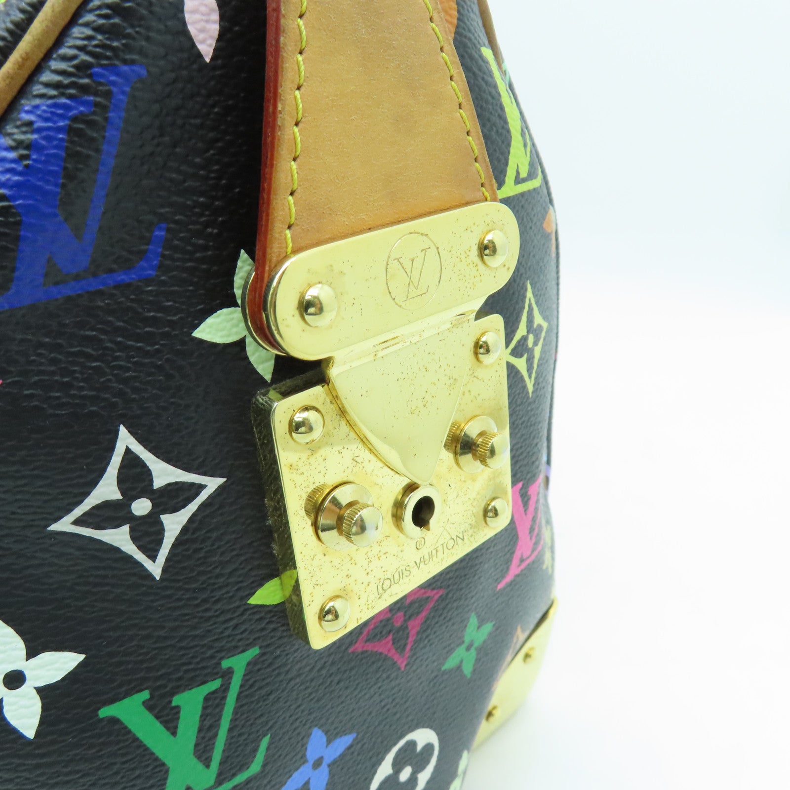 LOUIS VUITTON Monogram Multicolore Speedy 30 Gold Buckle Handle Bag Black/Color