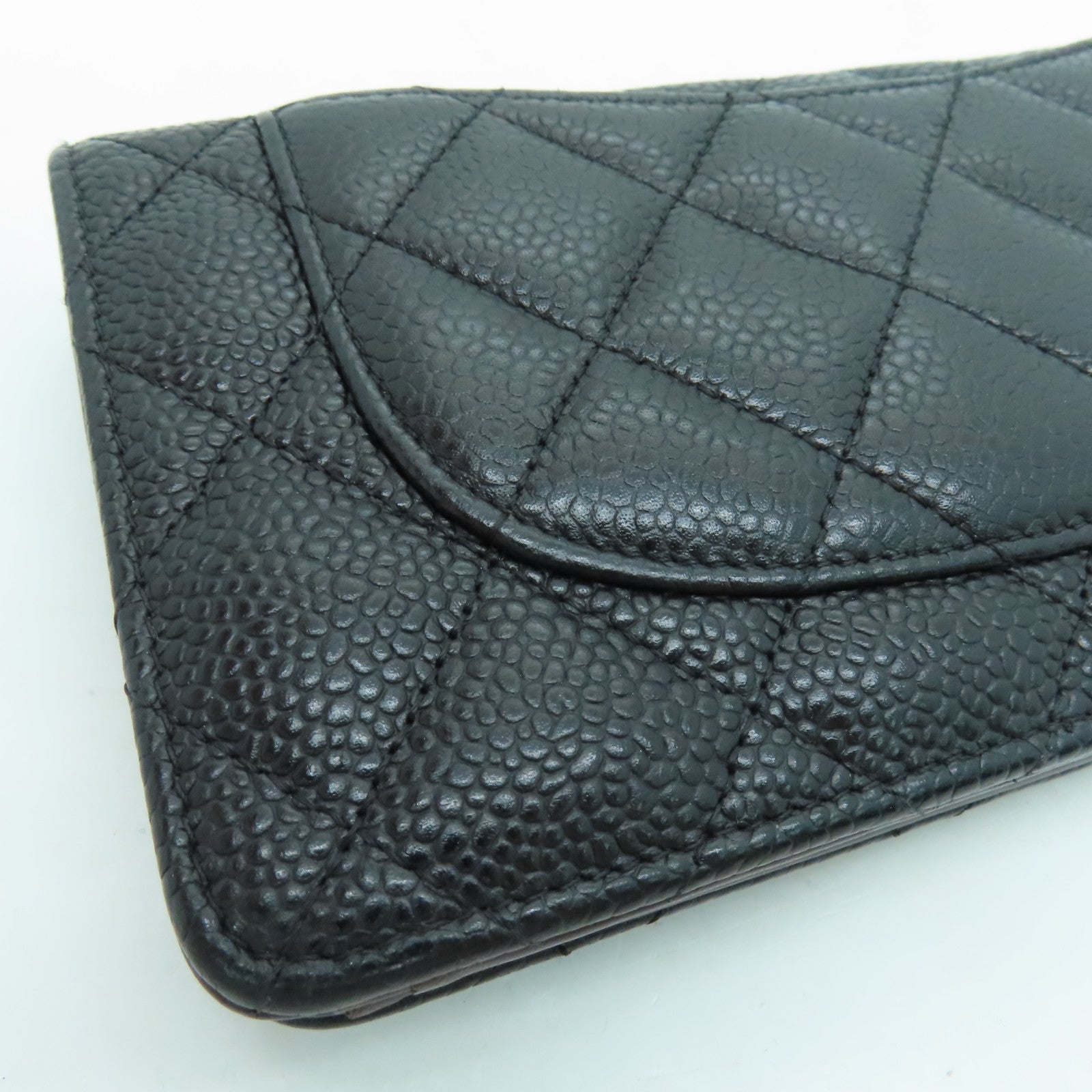 CHANEL 菱格Caviar皮革Long Wallet銀扣長錢包黑色