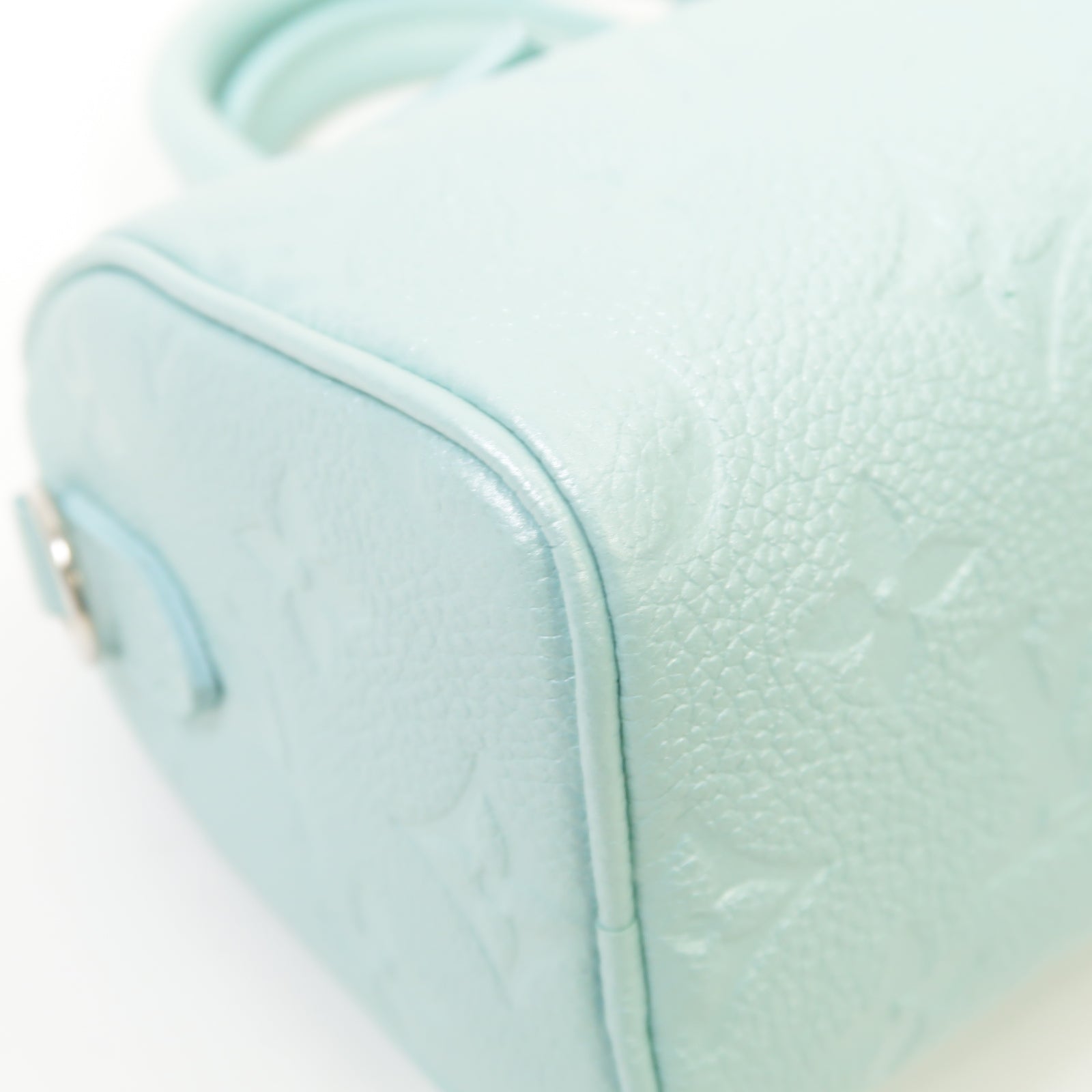 LOUIS VUITTON Monogram Empreinte Nano Speedy銀扣手挽肩背兩用袋淺藍色