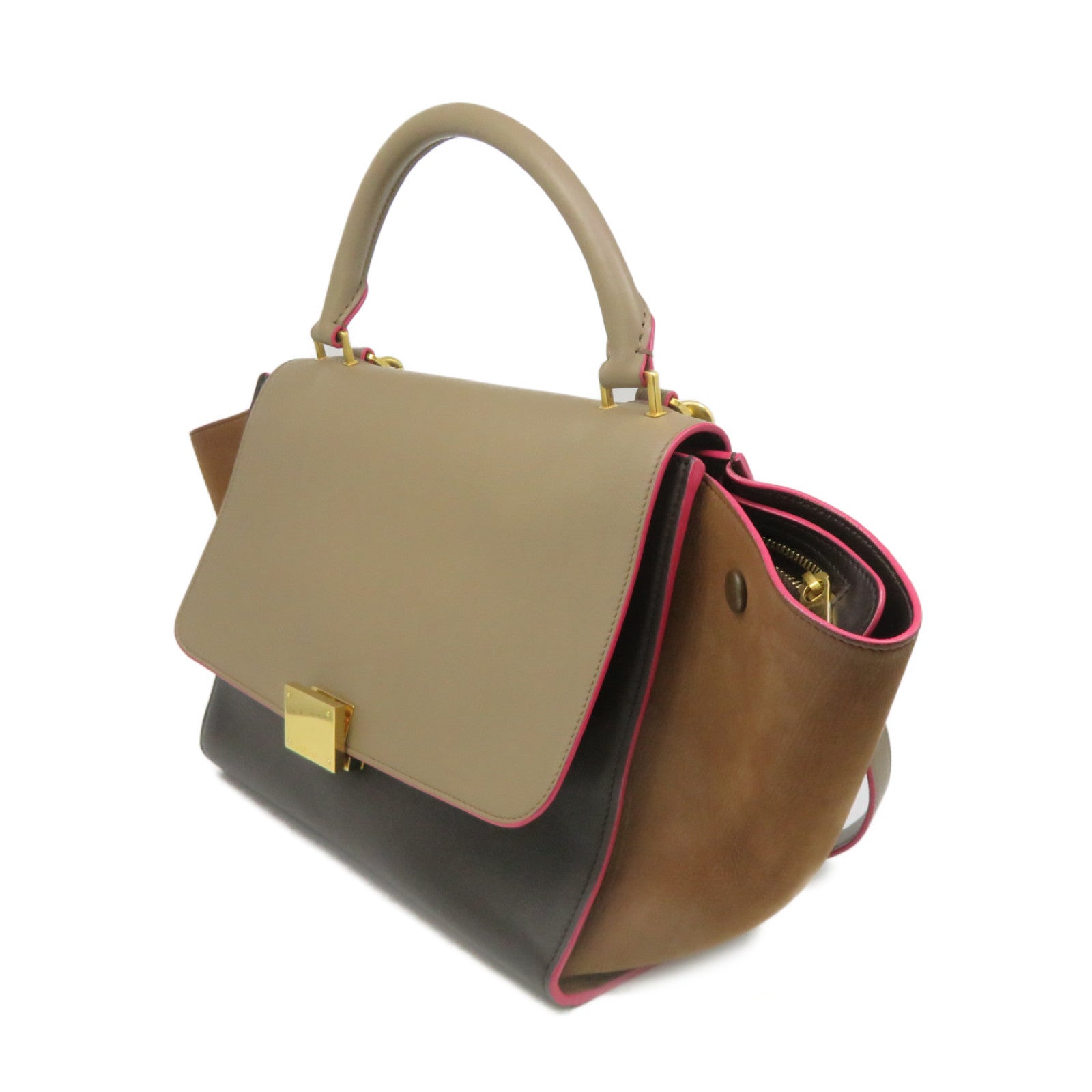 CELINE 牛皮皮革Traprze Small 2Way Shoulder Bag手挽肩背两用袋啡色