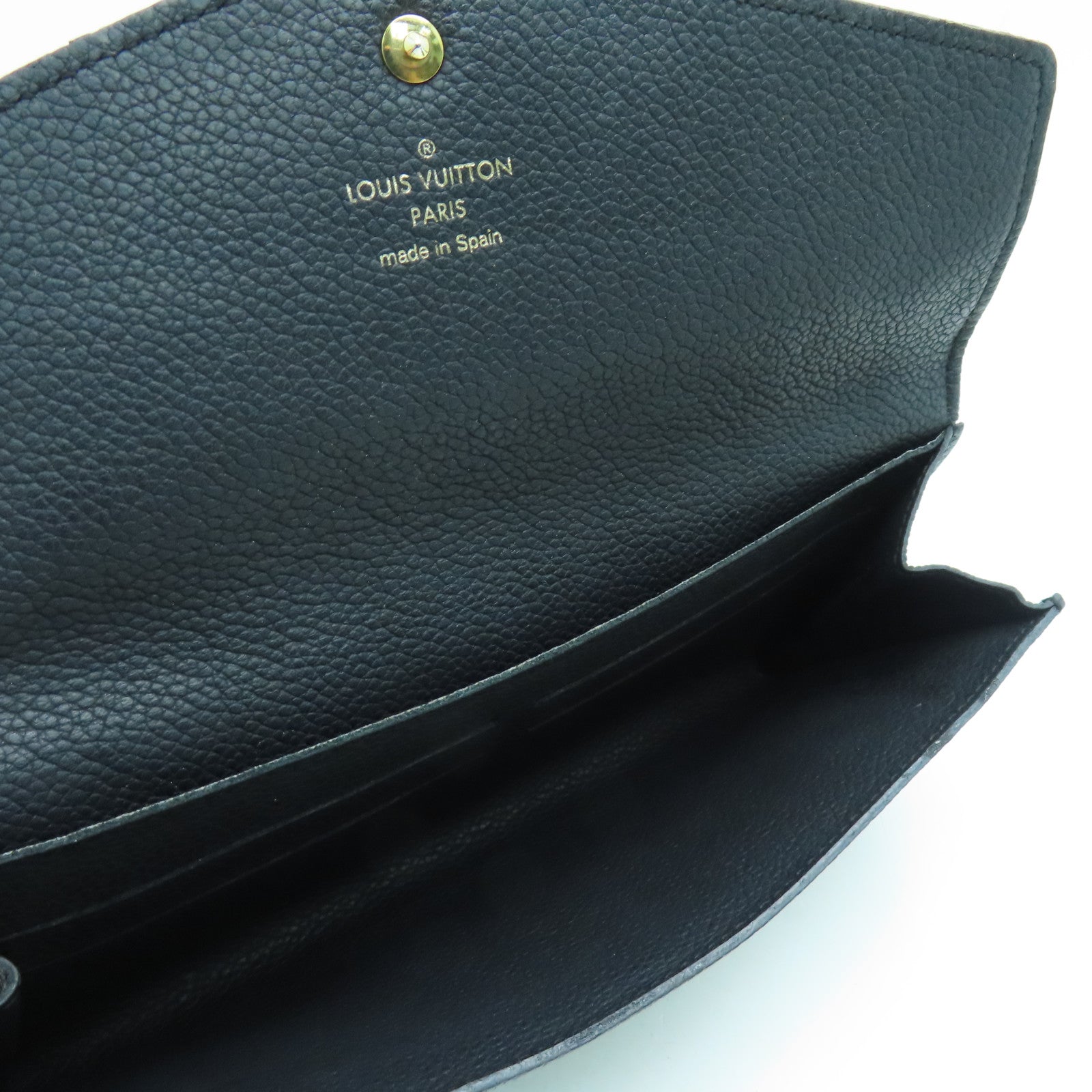 LOUIS VUITTON Monogram Empreinte Sarah长钱包金扣黑色