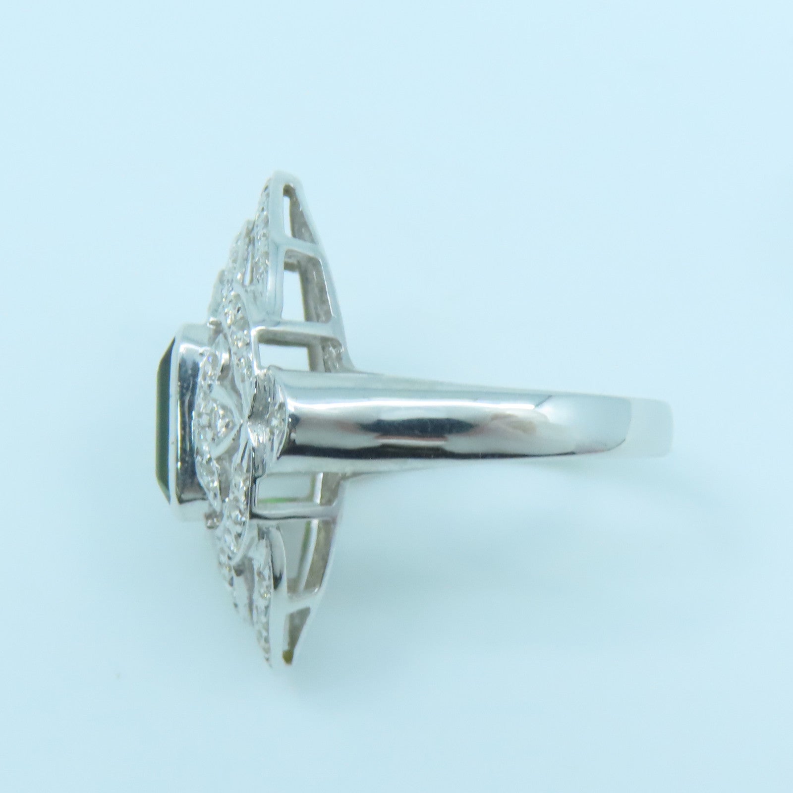 JEWELRY 【激減優惠】18K白金Tourmaline Diamond Ring1.06ct碧璽/0.61ct鑽石戒指US#6.5