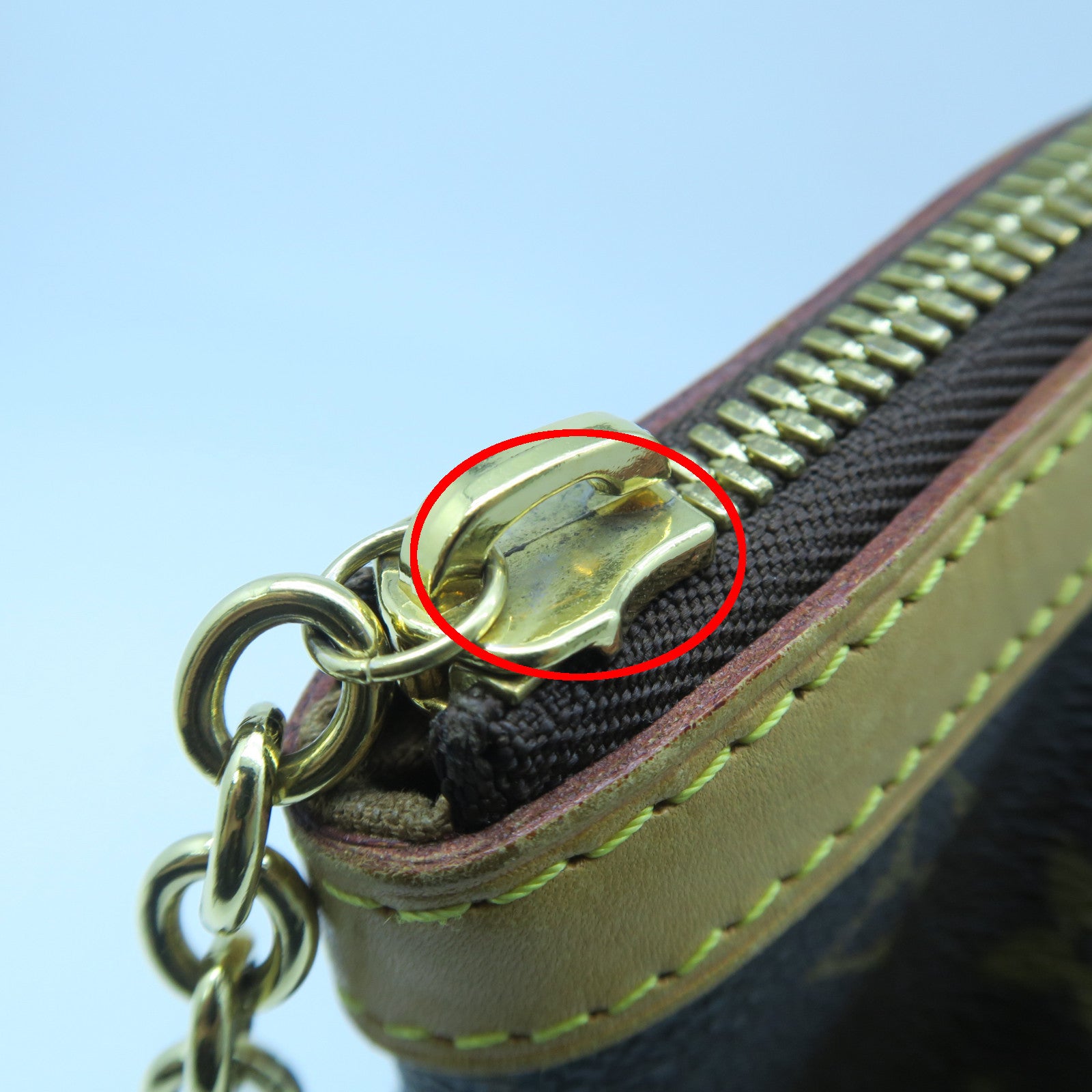 LOUIS VUITTON Monogram Tivoli PM Gold Buckle Handle Bag Brown