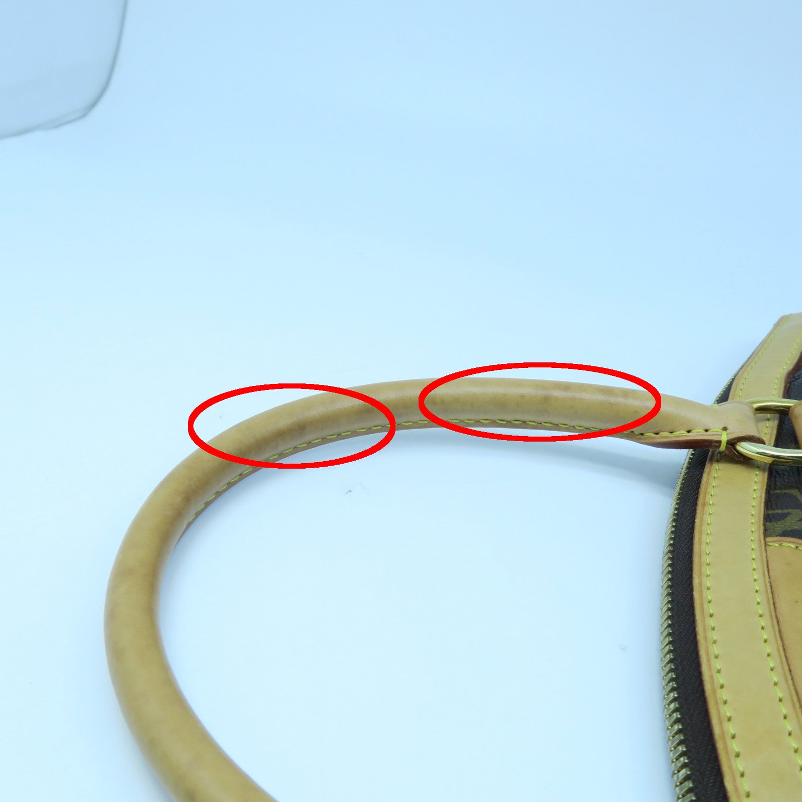 LOUIS VUITTON Monogram Tivoli PM Gold Buckle Handle Bag Brown