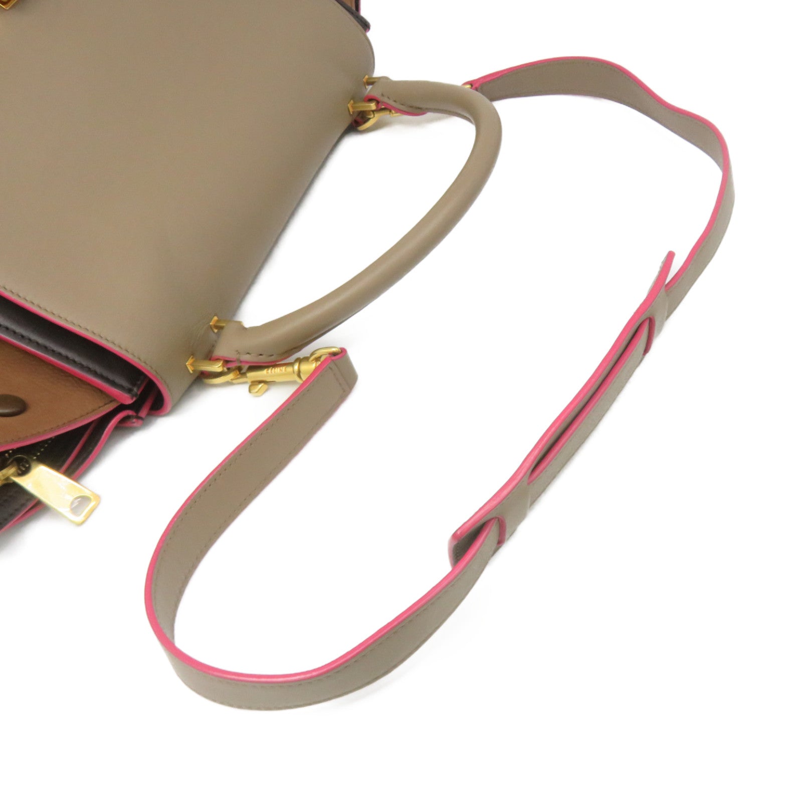 CELINE 牛皮皮革Traprze Small 2Way Shoulder Bag手挽肩背两用袋啡色