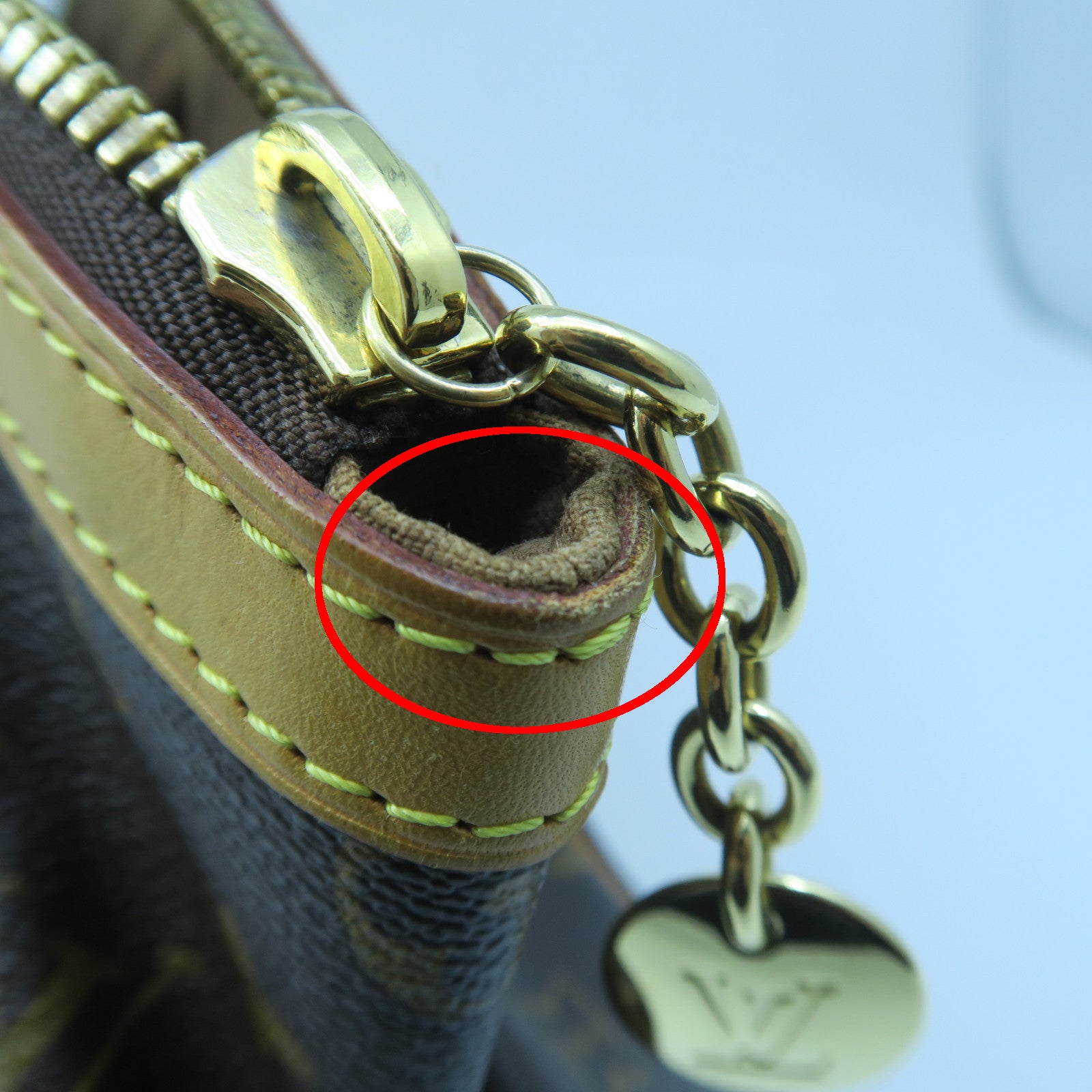 LOUIS VUITTON Monogram Tivoli PM Gold Buckle Handle Bag Brown
