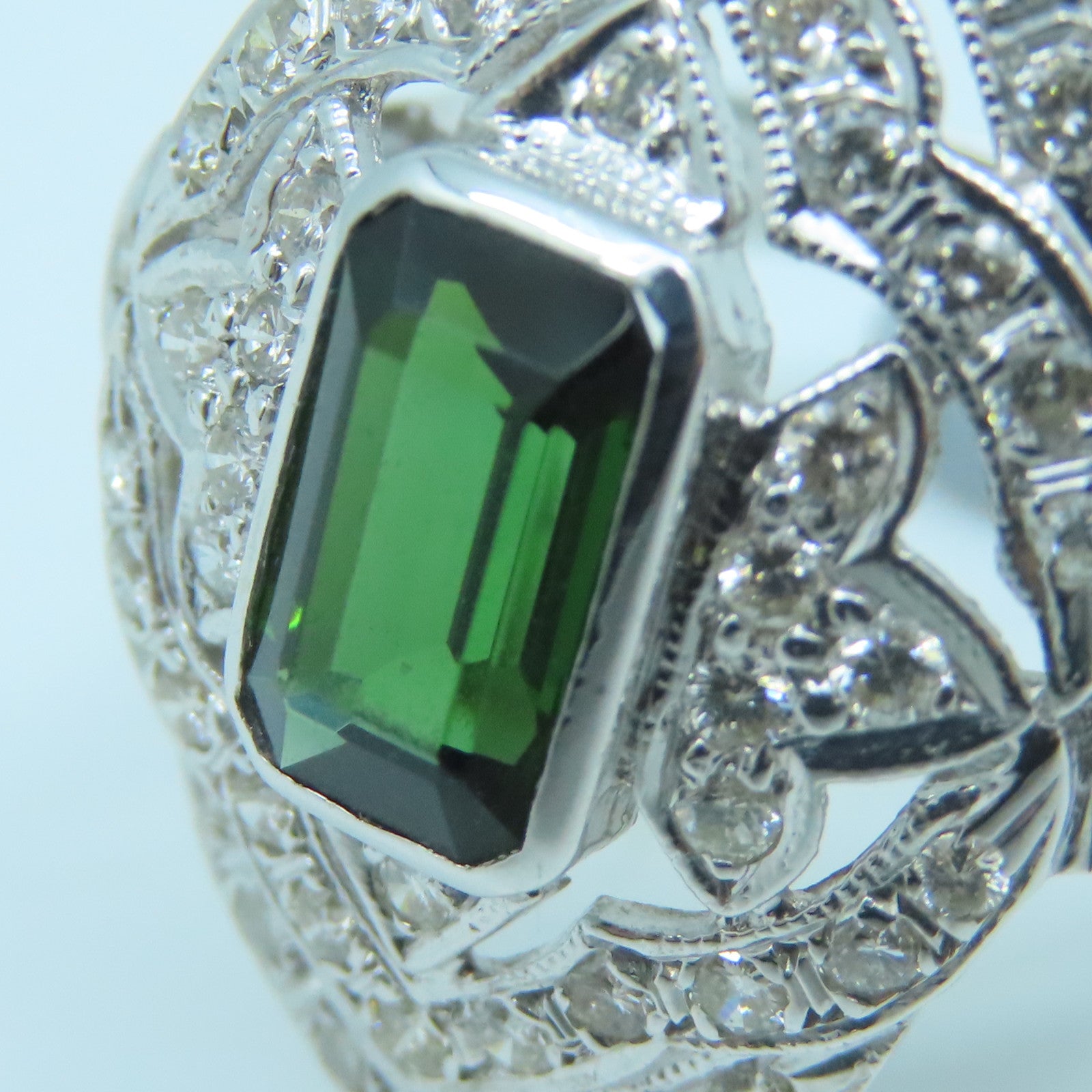 JEWELRY 【激減優惠】18K白金Tourmaline Diamond Ring1.06ct碧璽/0.61ct鑽石戒指US#6.5