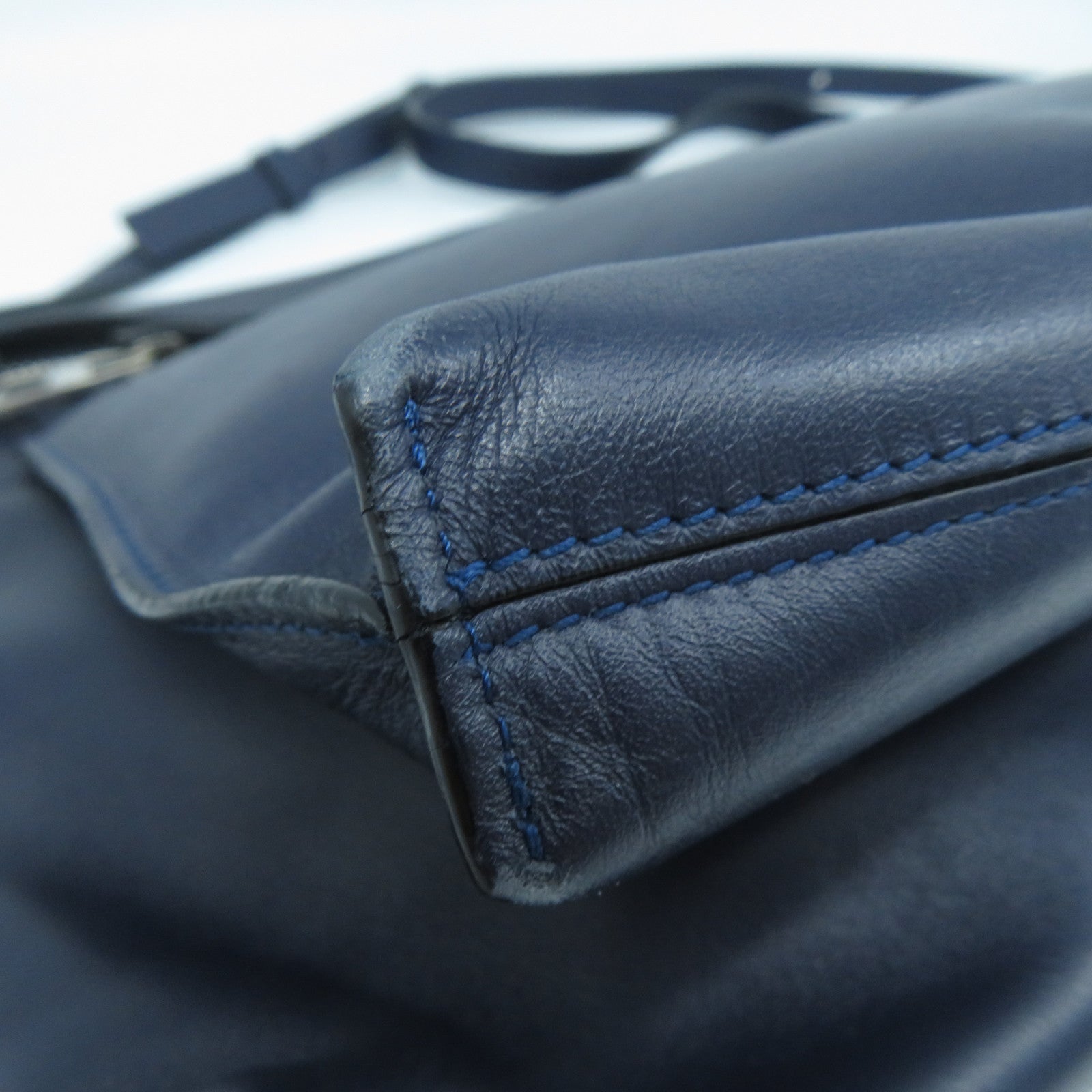 LOEWE 【激減優惠】牛皮皮革Shoulder Bag銀扣肩背袋深藍色