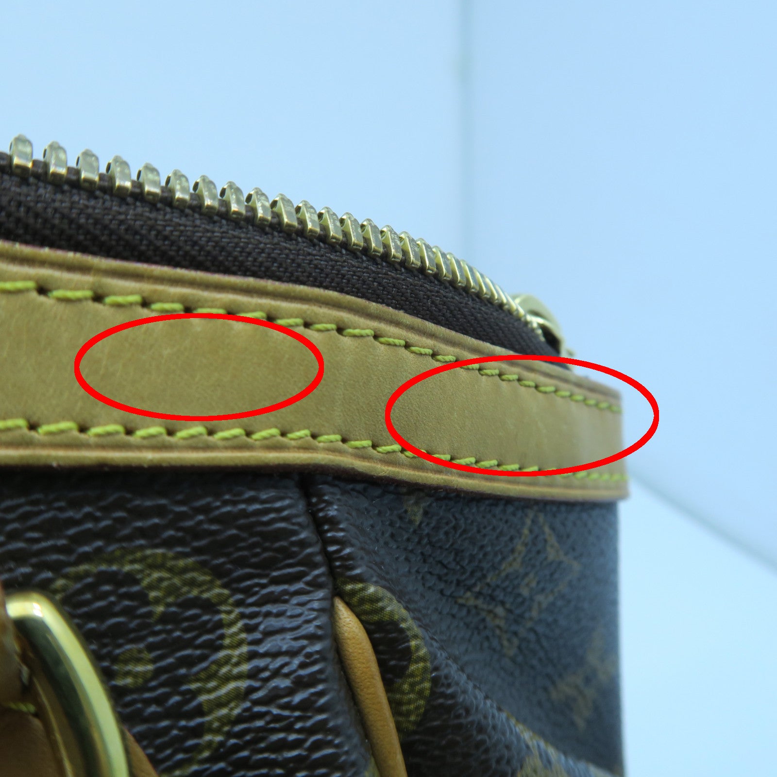 LOUIS VUITTON Monogram Tivoli PM Gold Buckle Handle Bag Brown