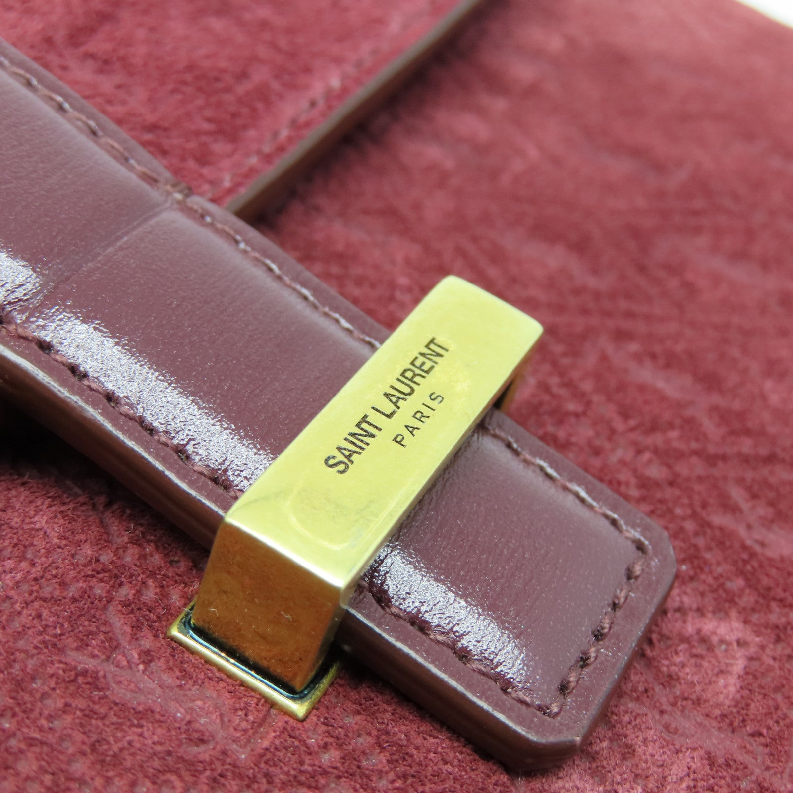 SAINT LAURENT 麂皮皮革Shoulder Bag金扣肩背袋紅色