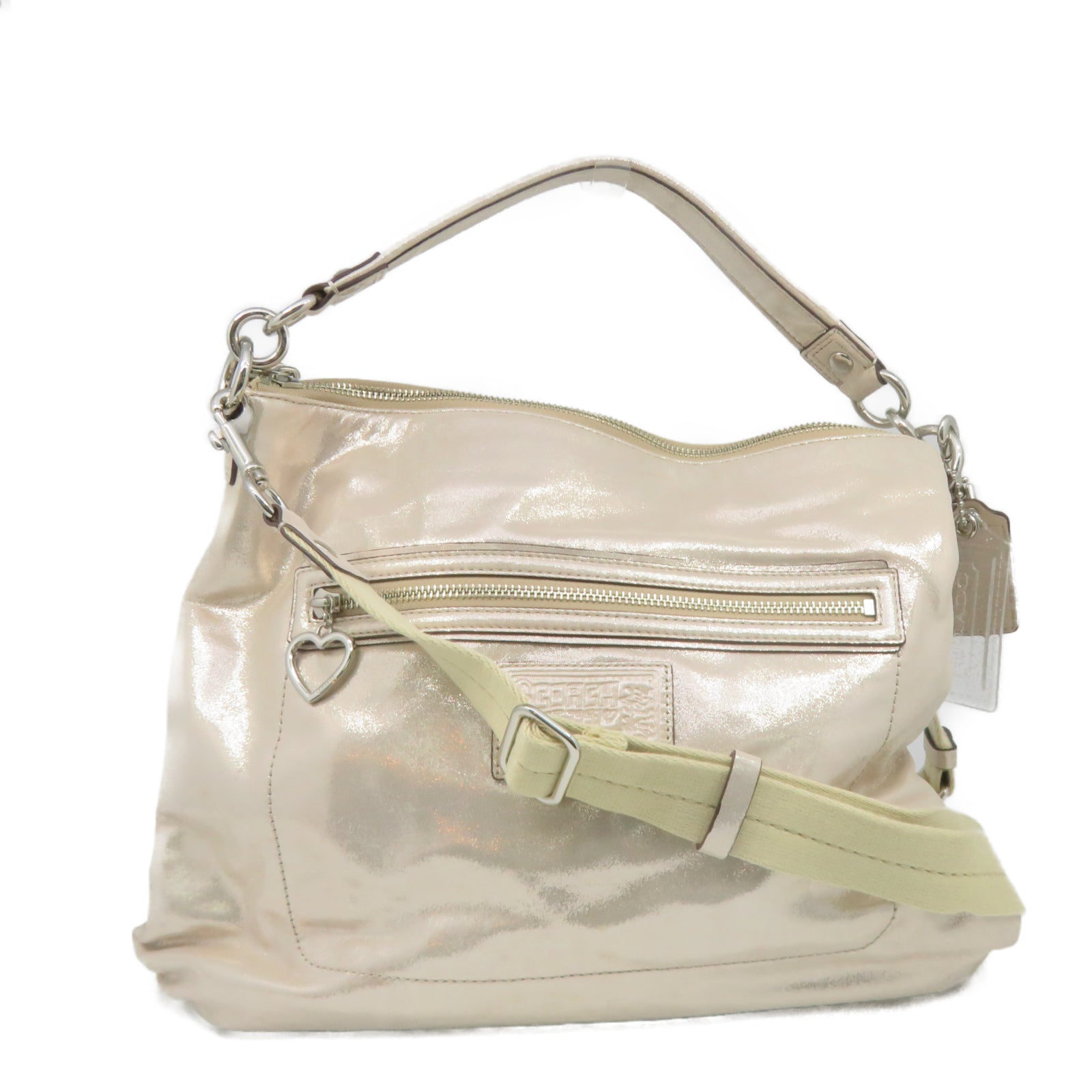 COACH 【激减优惠】皮革Shoulder Bag银扣肩背袋银色