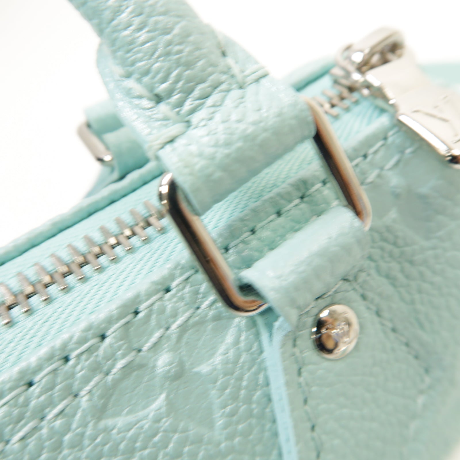 LOUIS VUITTON Monogram Empreinte Nano Speedy銀扣手挽肩背兩用袋淺藍色