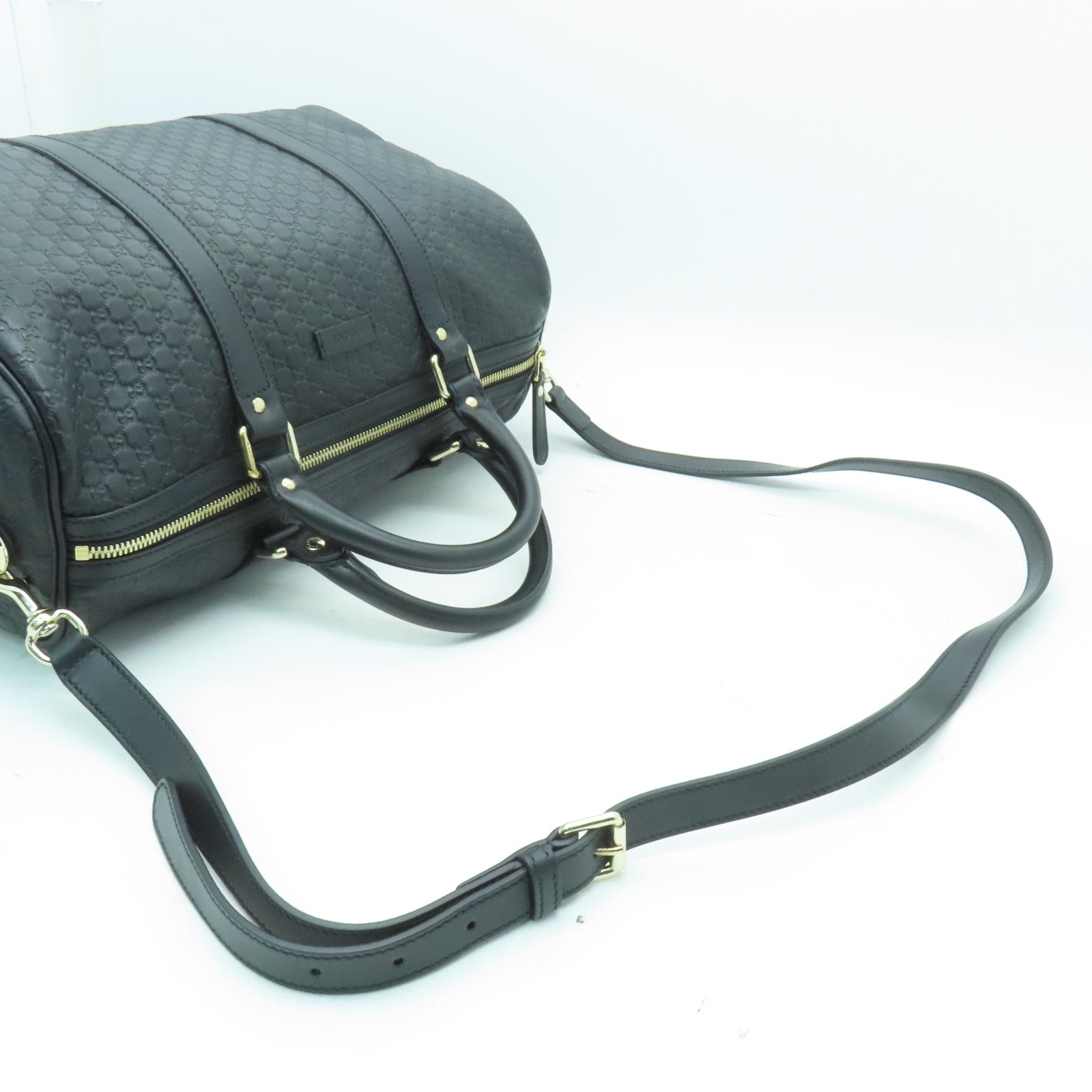 GUCCI 牛皮皮革Boston Bag金扣波士頓包黑色