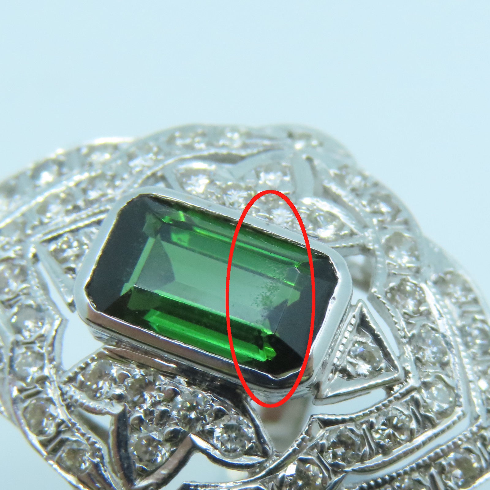 JEWELRY 【激減優惠】18K白金Tourmaline Diamond Ring1.06ct碧璽/0.61ct鑽石戒指US#6.5