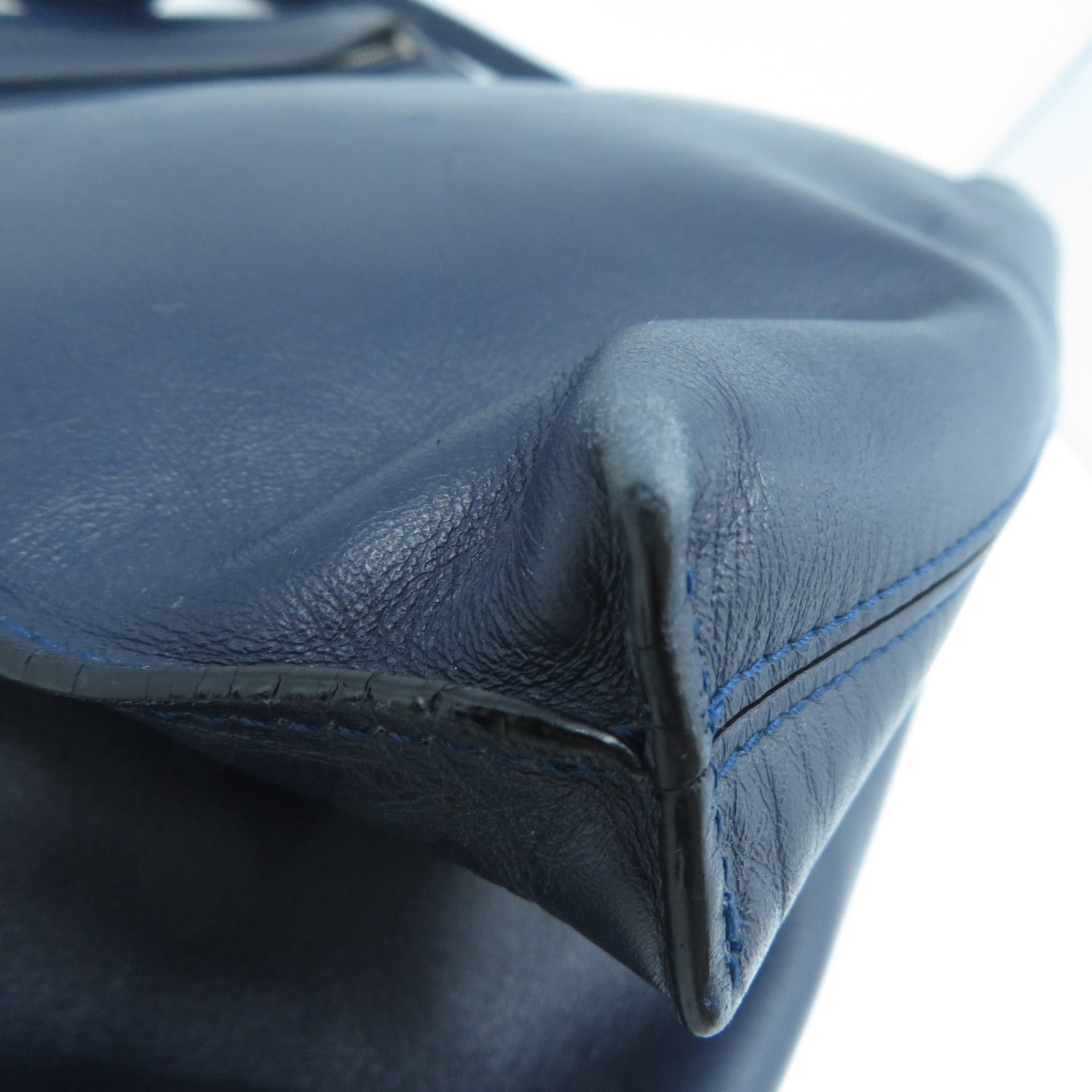 LOEWE 【激減優惠】牛皮皮革Shoulder Bag銀扣肩背袋深藍色