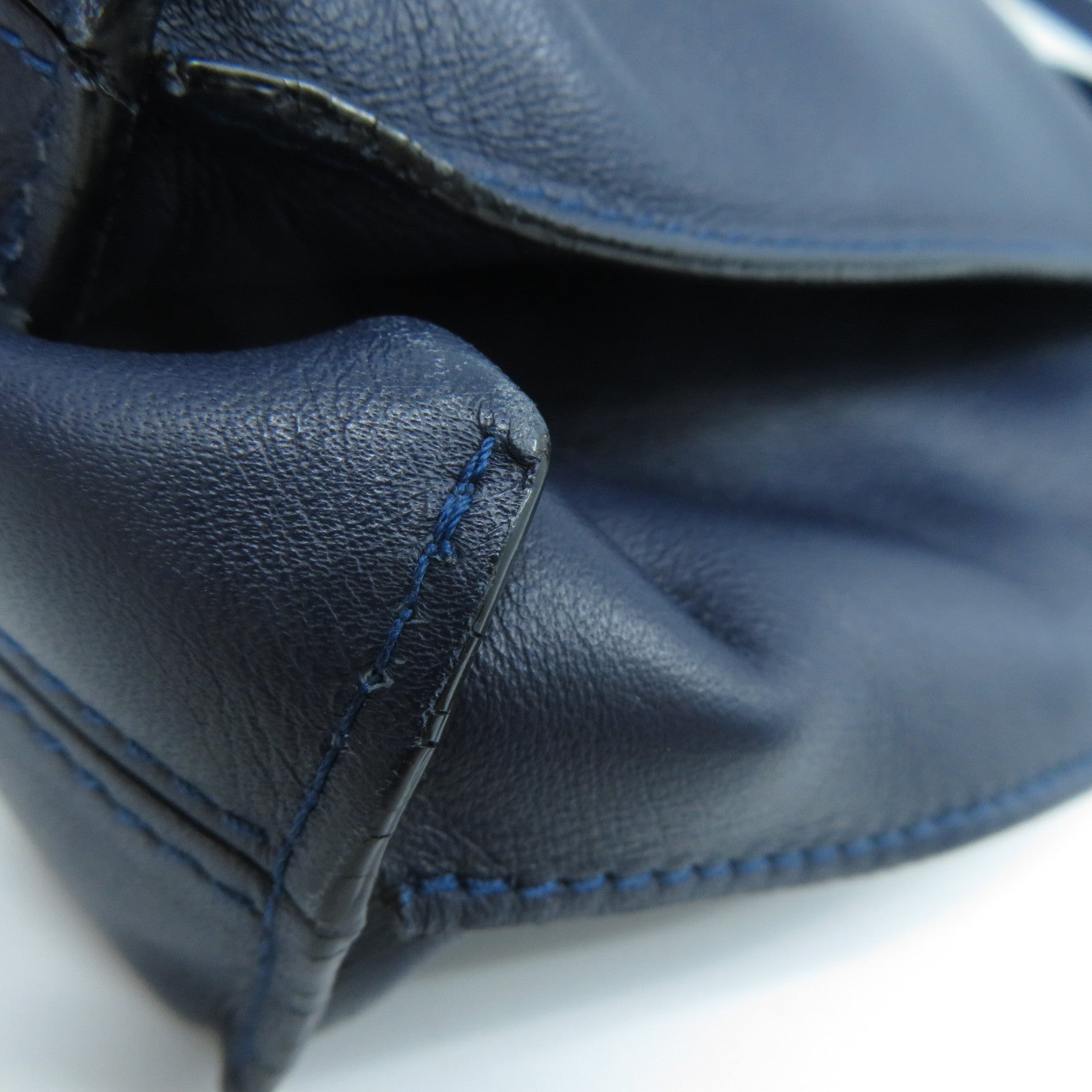 LOEWE 【激減優惠】牛皮皮革Shoulder Bag銀扣肩背袋深藍色