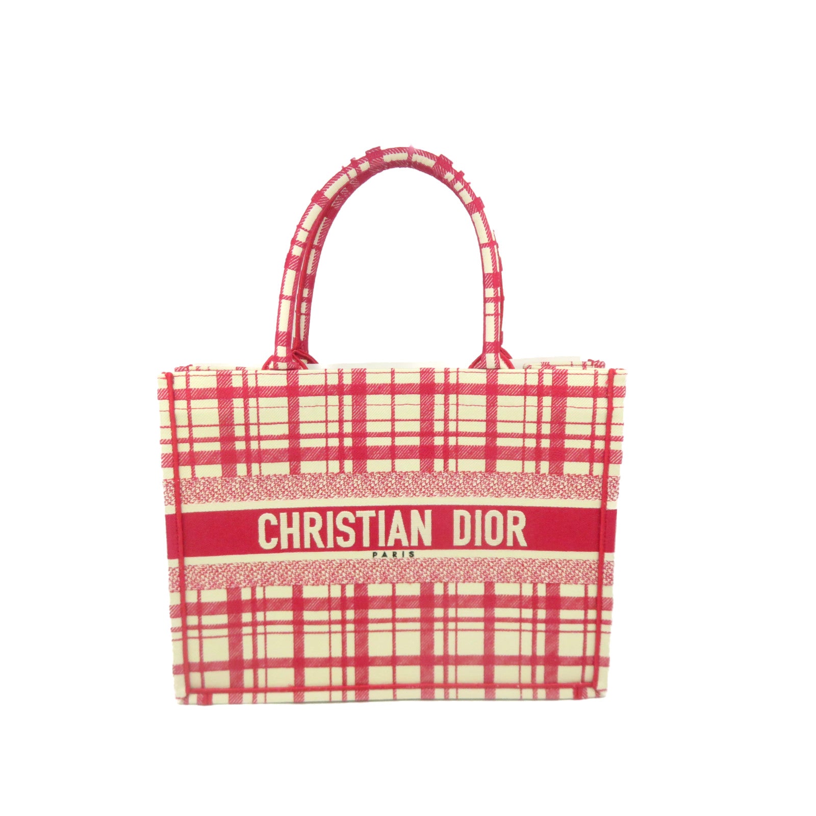 Dior 帆布Small Book Tote手挽袋紅色/米白色