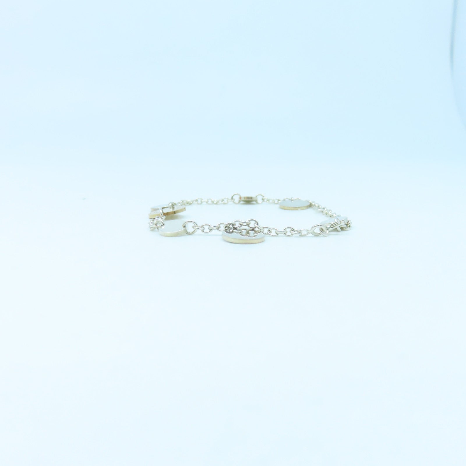 HERMES 18K Rose Gold/925 Sterling Silver Confetti Celia Round Circle Logo Bracelet