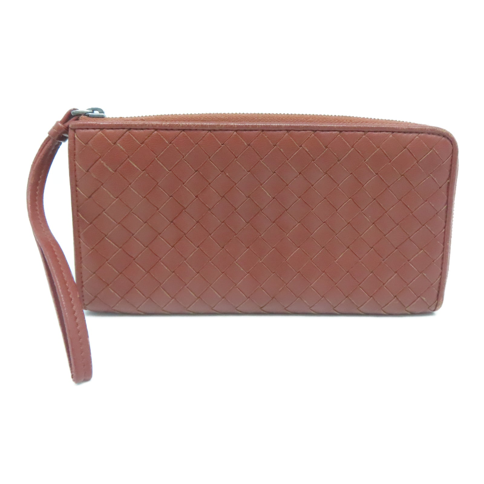 BOTTEGA VENETA 【激減優惠】織紋皮革Long Wallet銀扣長錢包啡色