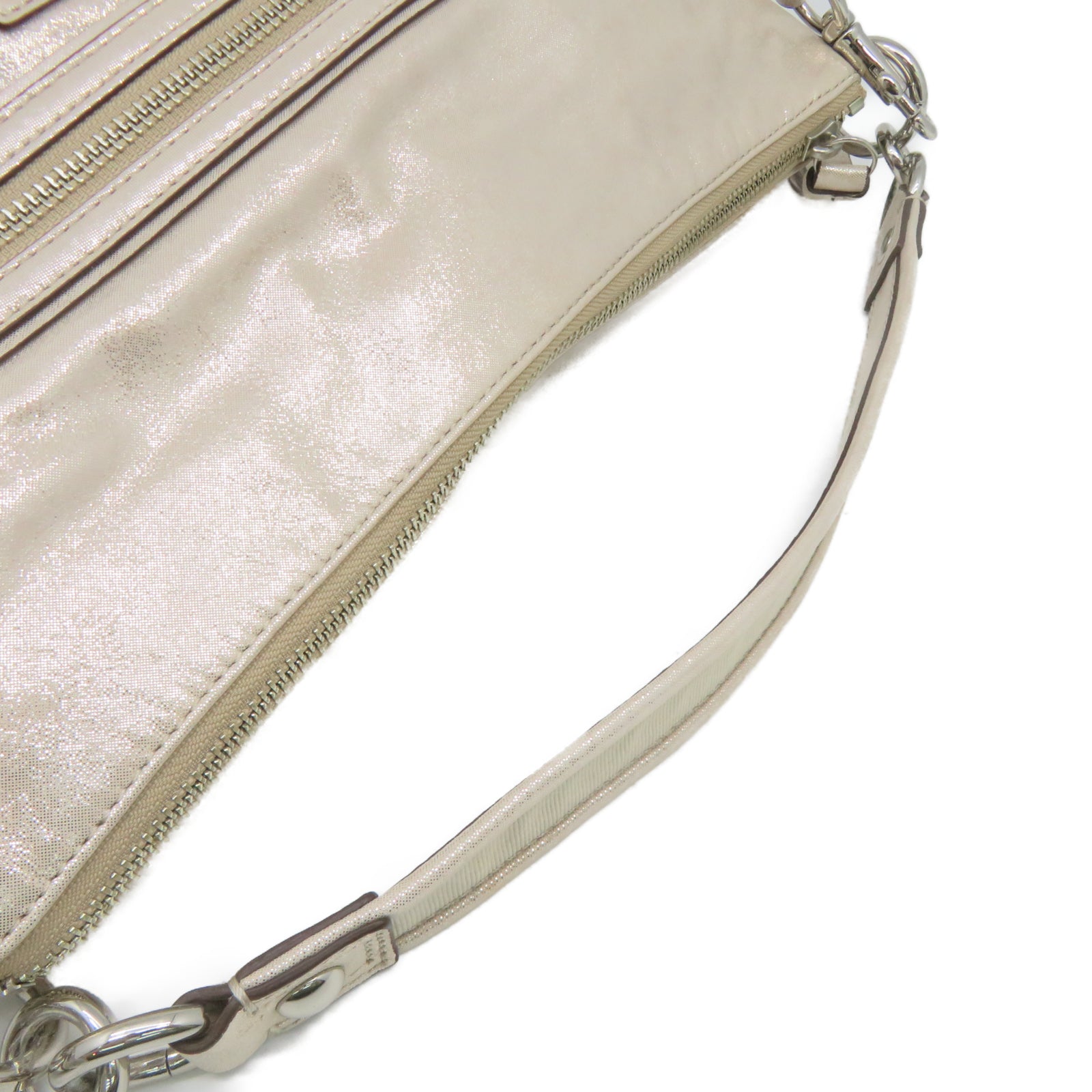 COACH 【激减优惠】皮革Shoulder Bag银扣肩背袋银色
