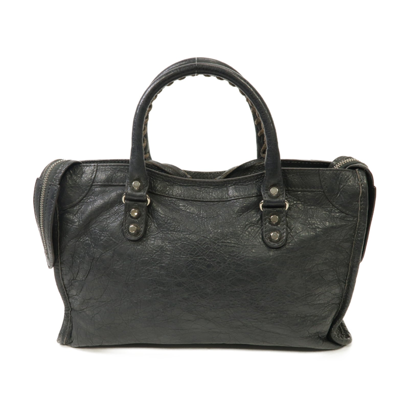 BALENCIAGA 牛皮皮革Classic City銀扣手挽肩背兩用袋灰色
