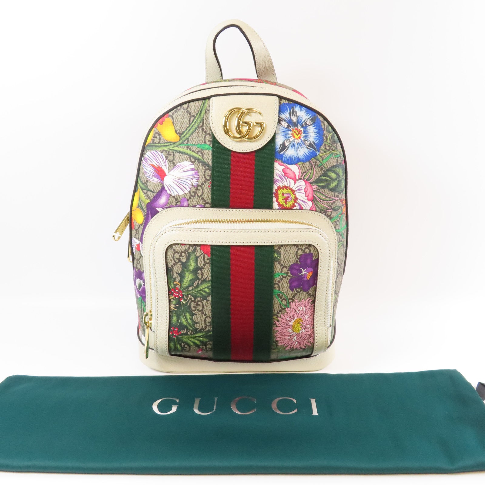 GUCCI 塗層帆布Ophidia GG Small Backpack金扣背包米色/啡色