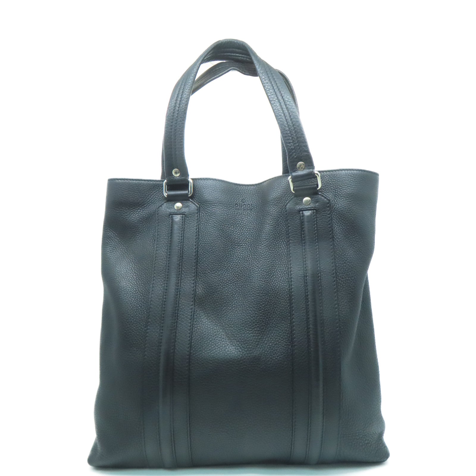 GUCCI 牛皮皮革Hand Bag銀扣肩背袋黑色