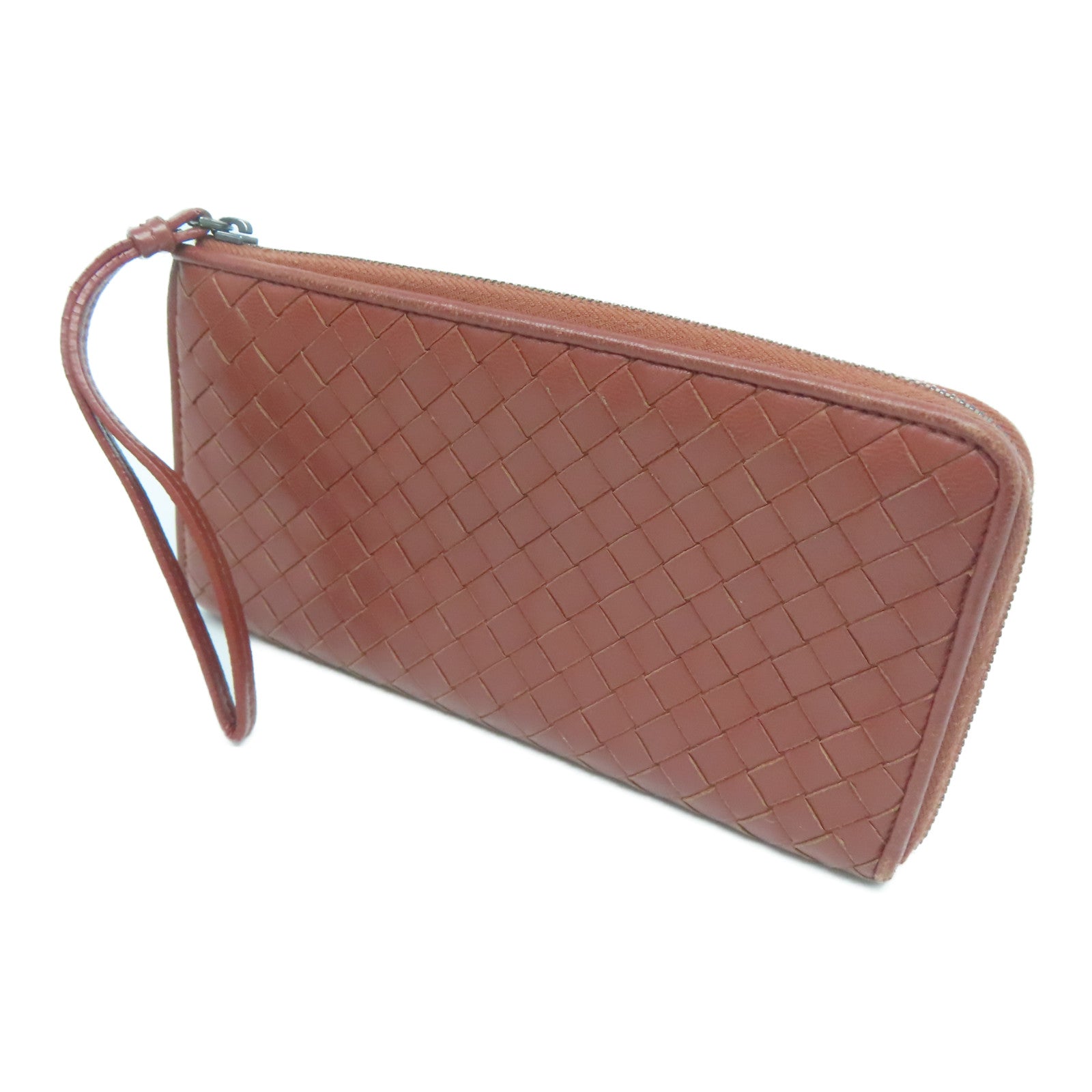 BOTTEGA VENETA 【激減優惠】織紋皮革Long Wallet銀扣長錢包啡色