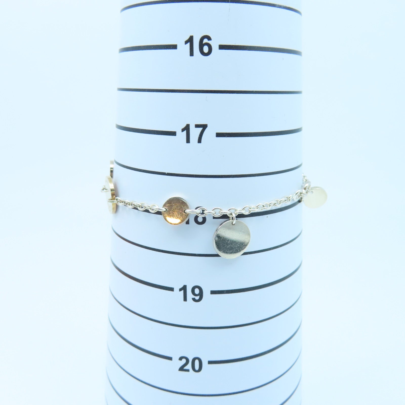 HERMES 18K Rose Gold/925 Sterling Silver Confetti Celia Round Circle Logo Bracelet