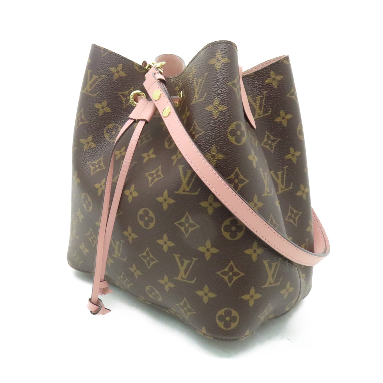 LOUIS VUITTON Monogram Neo Noe MM金扣肩背袋啡色/粉紅色
