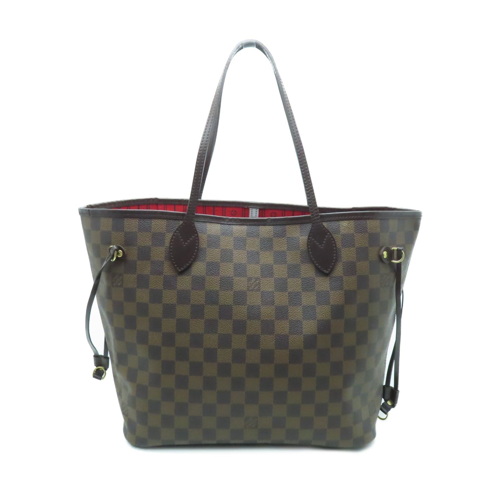 LOUIS VUITTON 【激減優惠】Damier Neverfull MM金扣手挽袋棕色