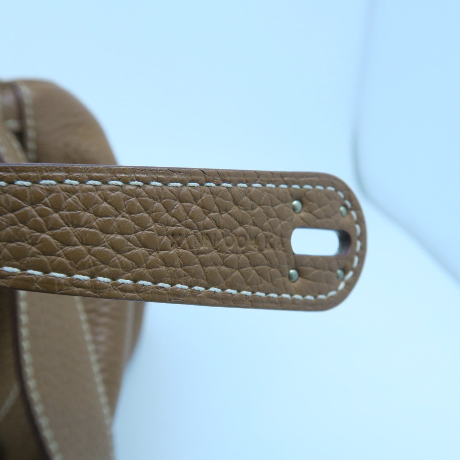 HERMES Clemence Leather Lindy 30 Silver Buckle Handle Shoulder Bag Golden Brown