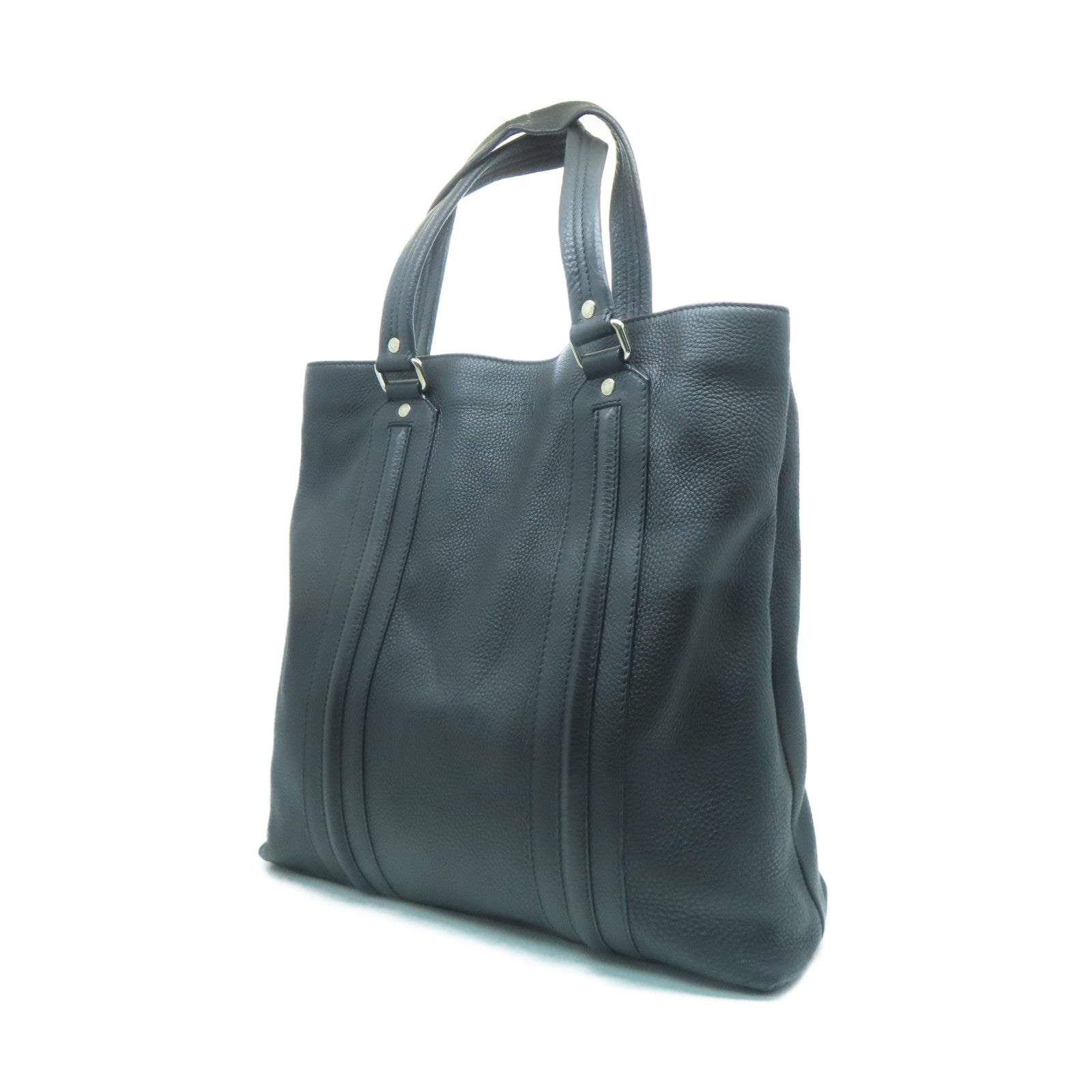 GUCCI 牛皮皮革Hand Bag銀扣肩背袋黑色