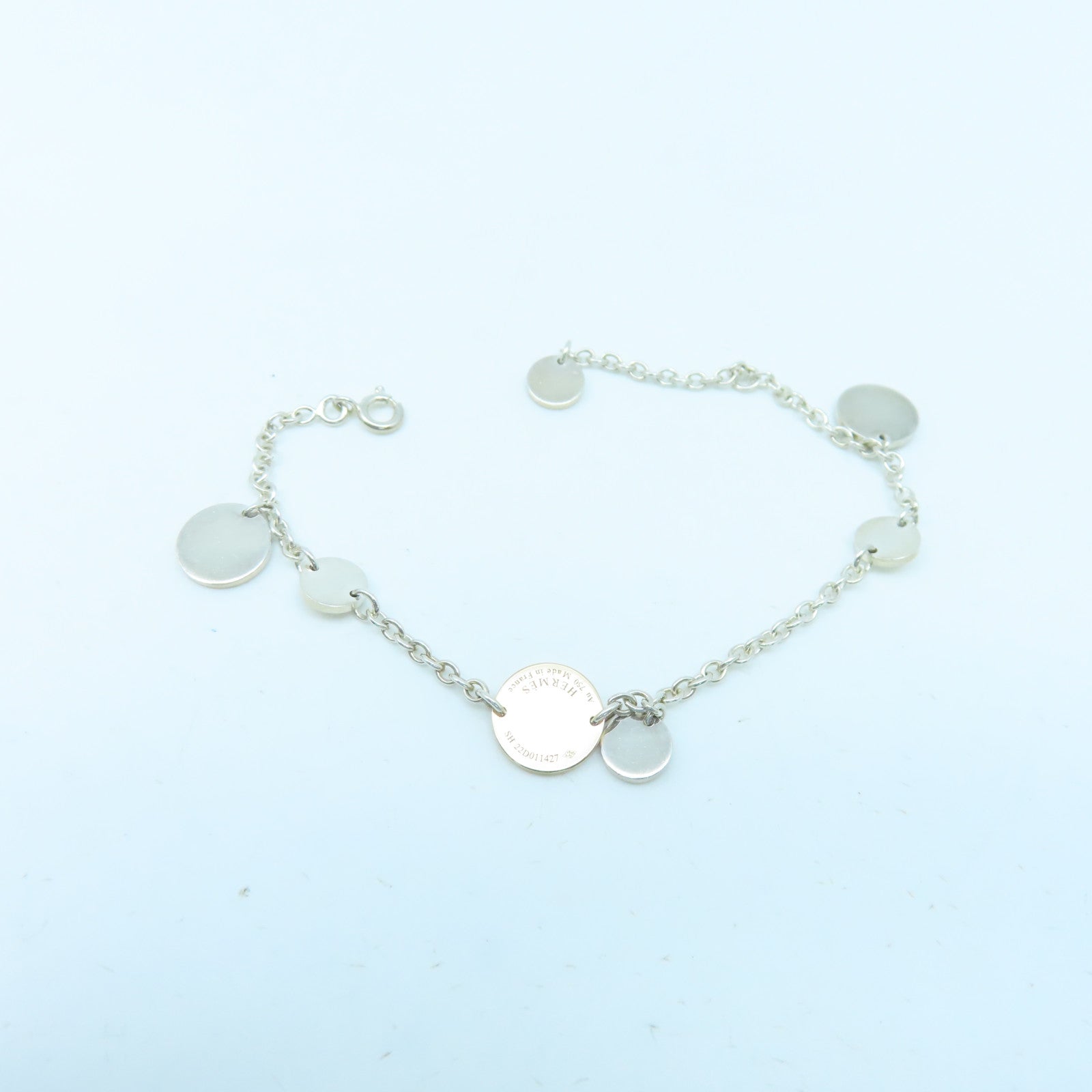 HERMES 18K Rose Gold/925 Sterling Silver Confetti Celia Round Circle Logo Bracelet