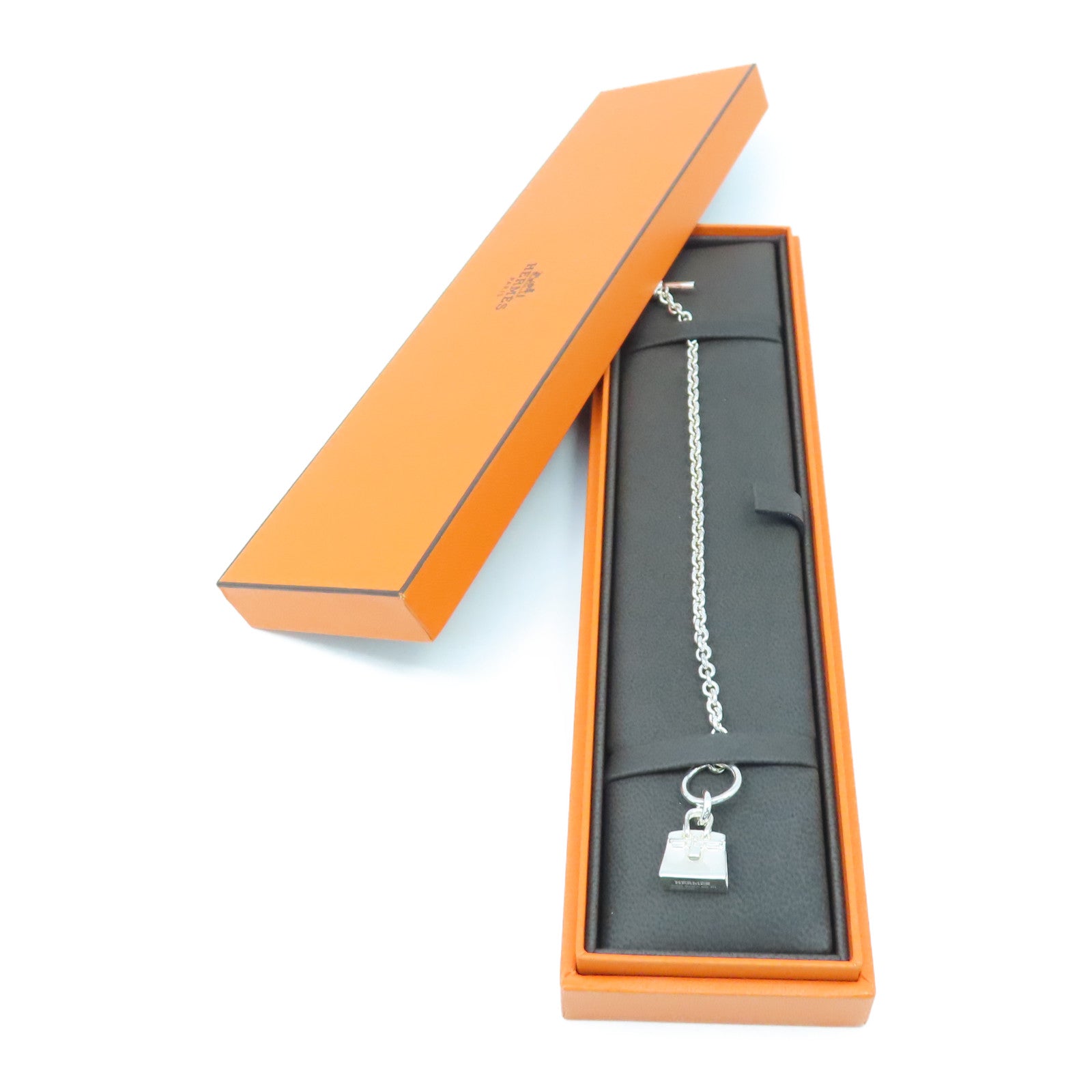 HERMES 925 Sterling Silver Amulette Birkin Bracelet