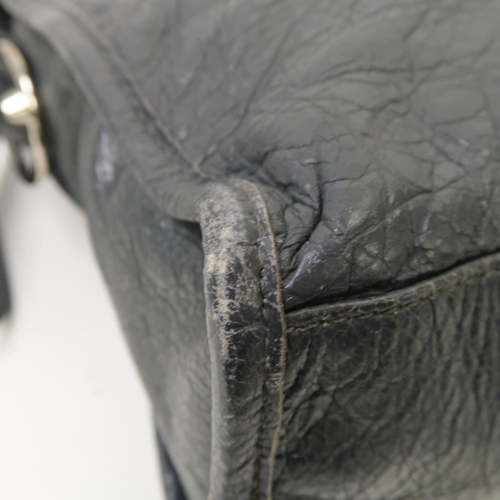 BALENCIAGA 牛皮皮革Classic City銀扣手挽肩背兩用袋灰色