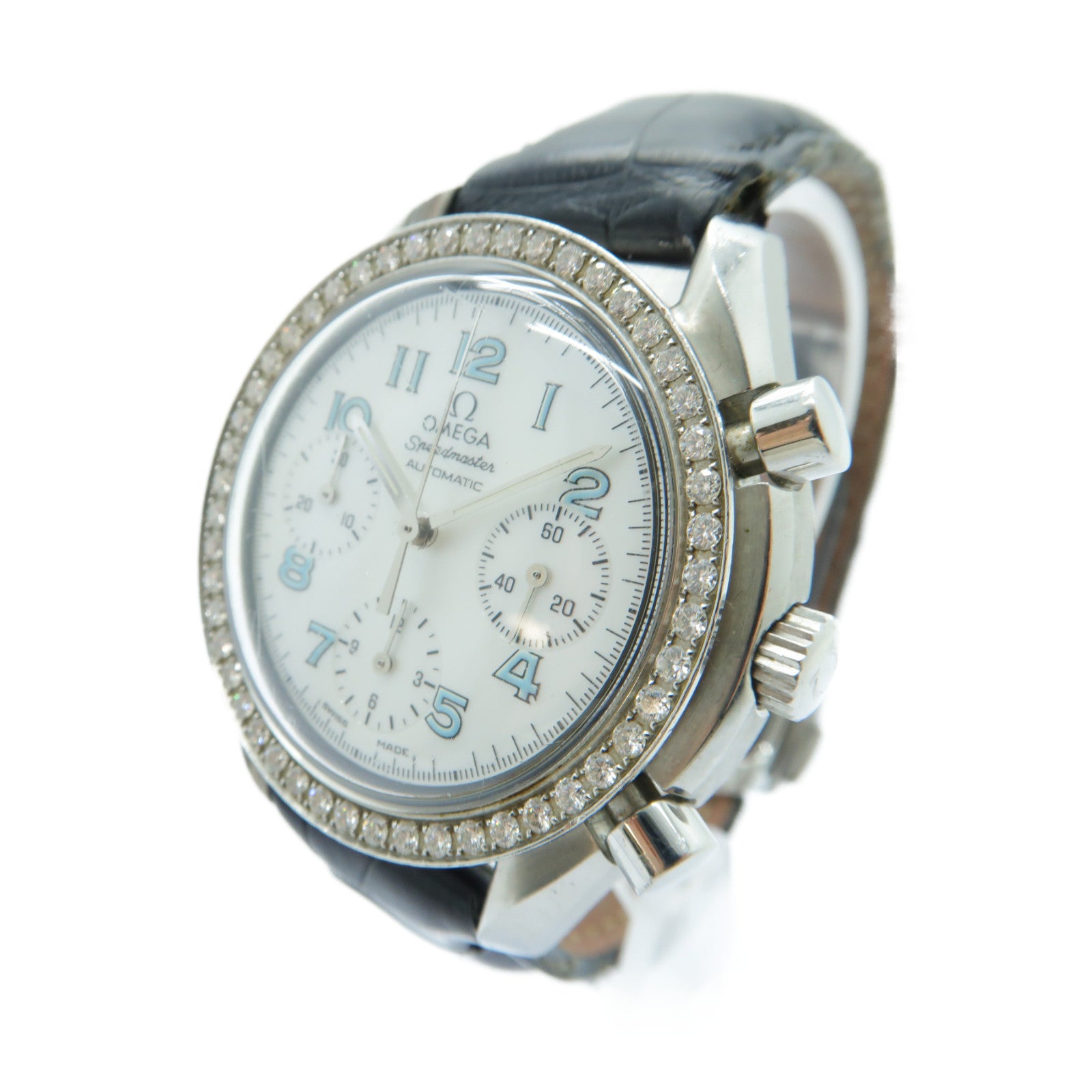 OMEGA Speedmaster不鏽鋼/皮革手錶自動機芯銀色/黑色