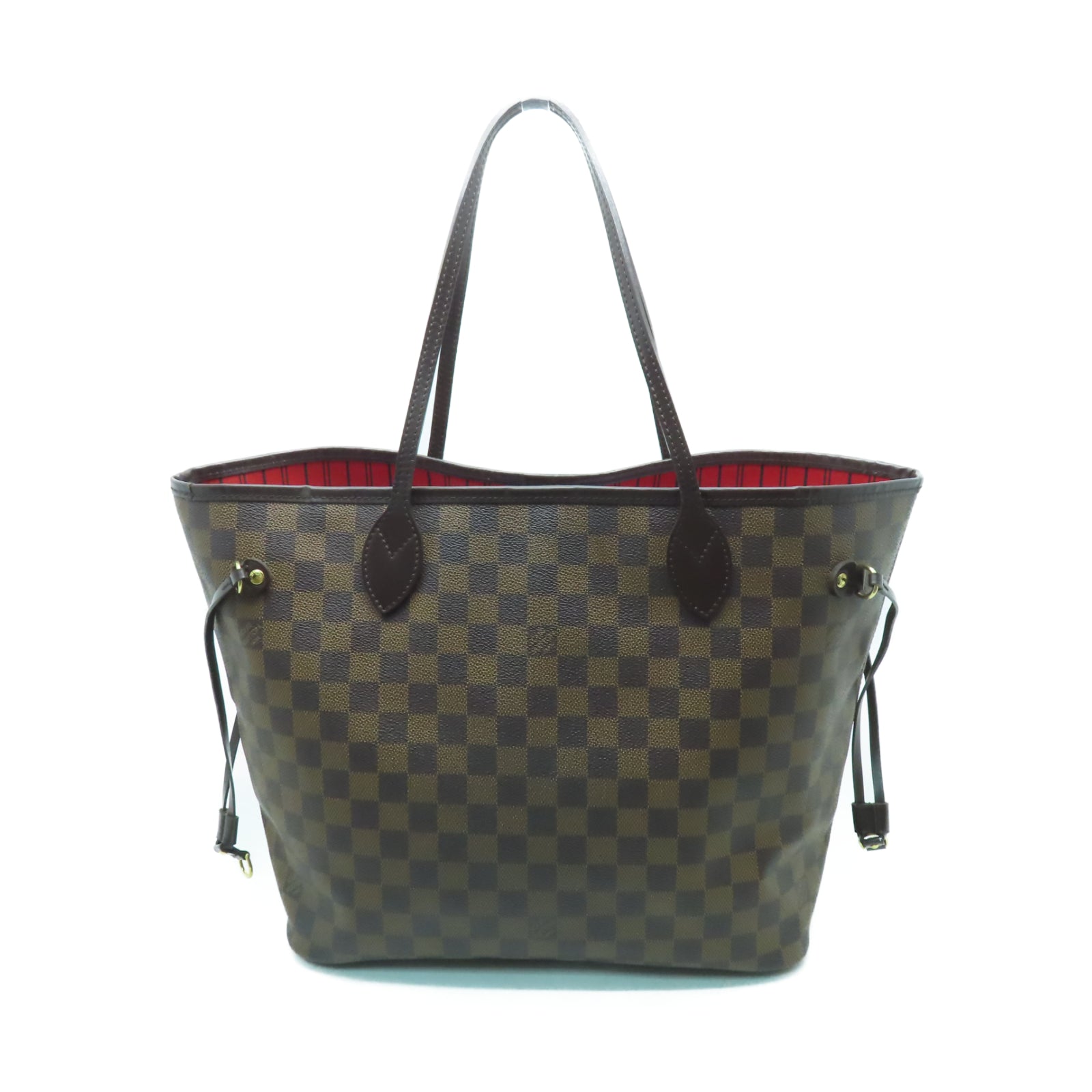 LOUIS VUITTON 【激減優惠】Damier Neverfull MM金扣手挽袋棕色
