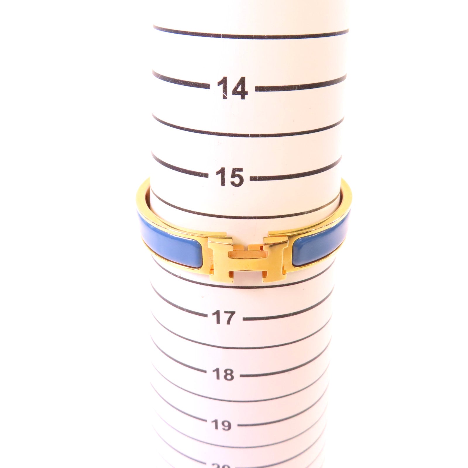 HERMES 金屬/琺瑯Clic H Bracelet金扣手鐲藍色/金色