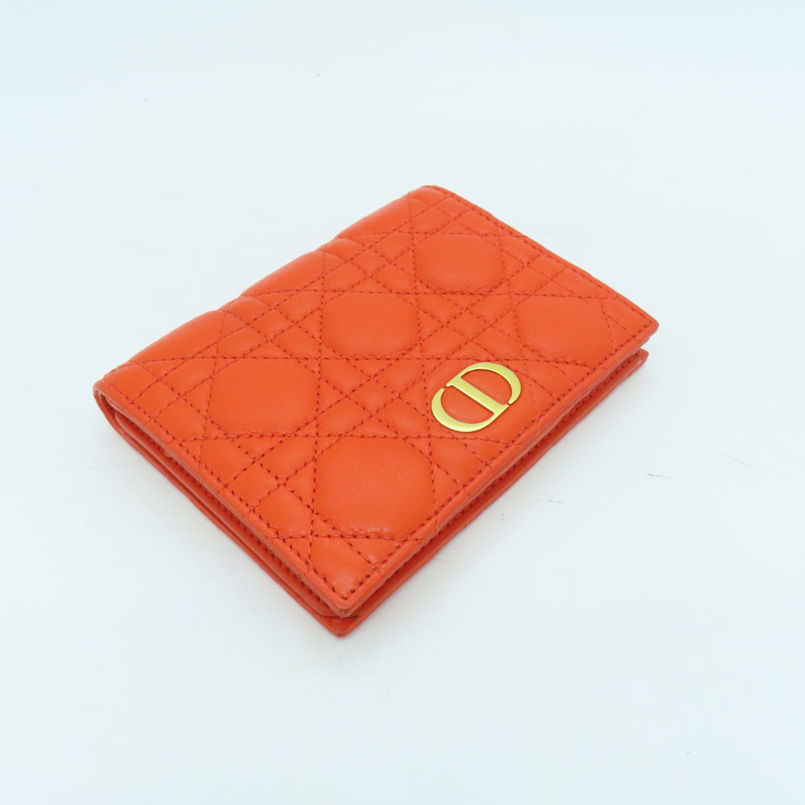 Dior 【激減優惠】牛皮皮革Wallet金扣錢包橙色