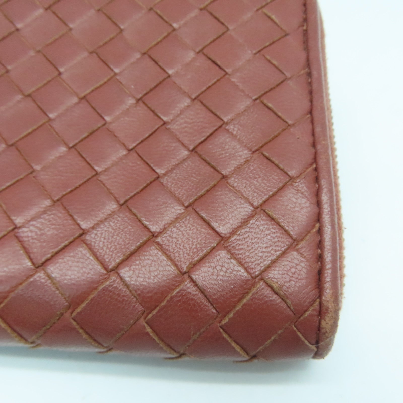BOTTEGA VENETA 【激減優惠】織紋皮革Long Wallet銀扣長錢包啡色