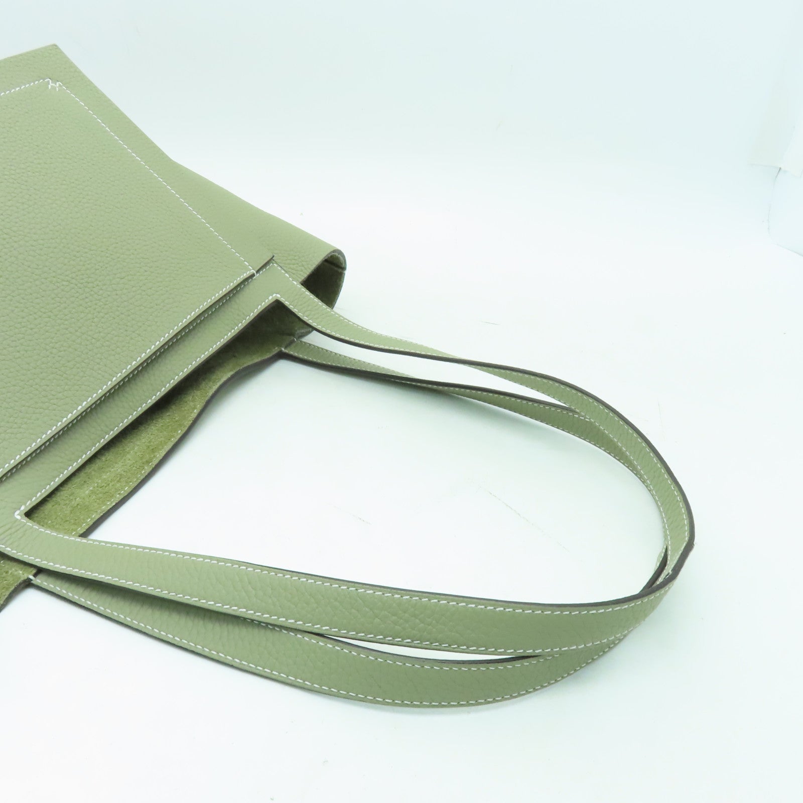 HERMES Clemence皮革Cabasellier 31手挽袋Sauge灰色