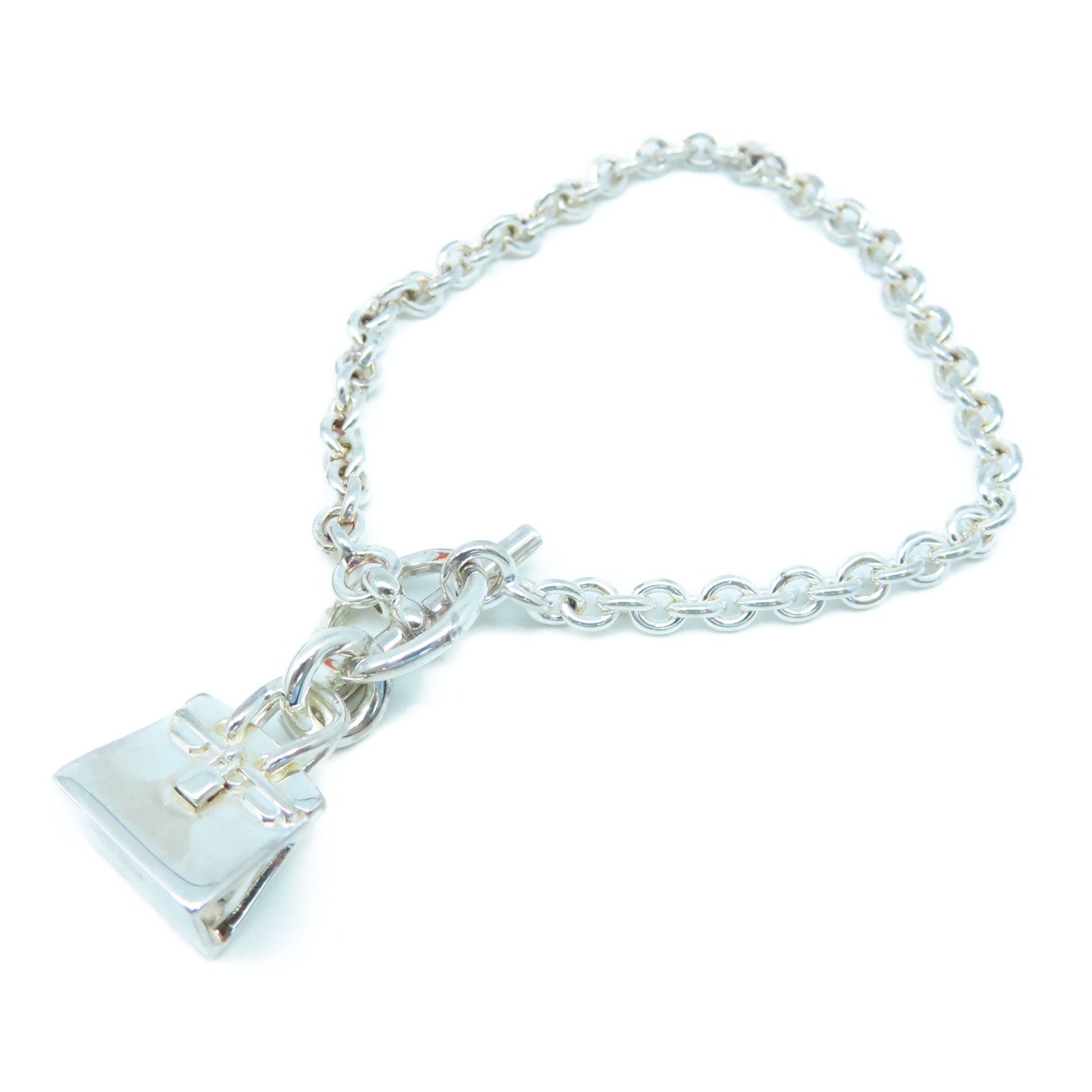HERMES 925 Sterling Silver Amulette Birkin Bracelet