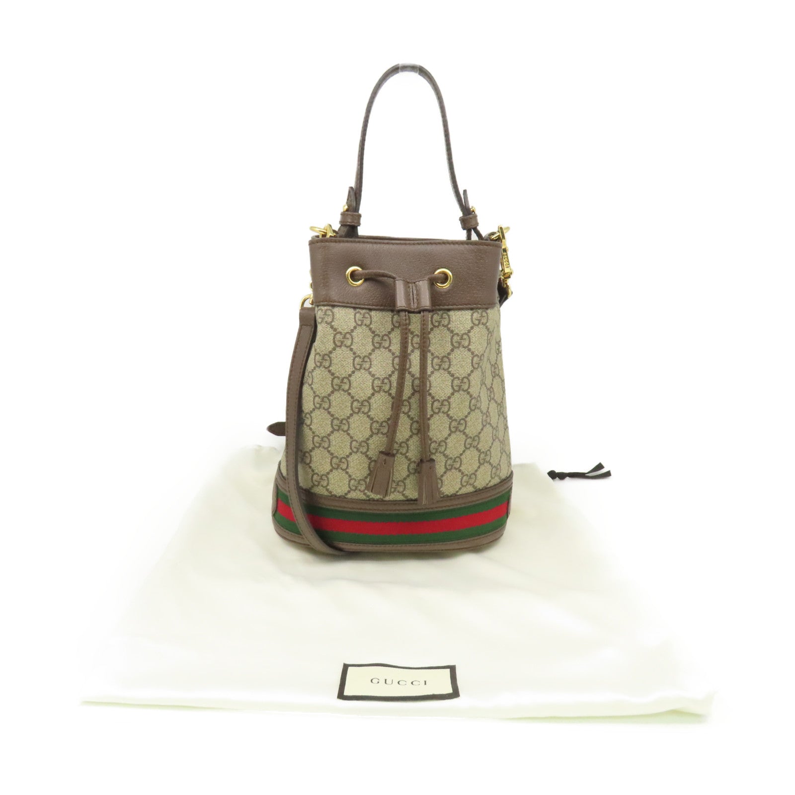 GUCCI 塗層帆布Ophidia GG Small Bucket 2Way Shoulder Bag手挽肩背兩用袋啡色