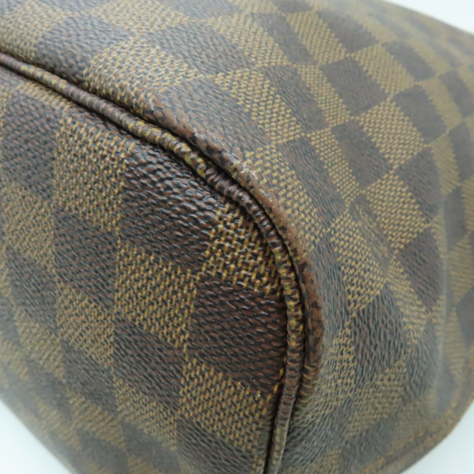 LOUIS VUITTON 【激減優惠】Damier Neverfull MM金扣手挽袋棕色