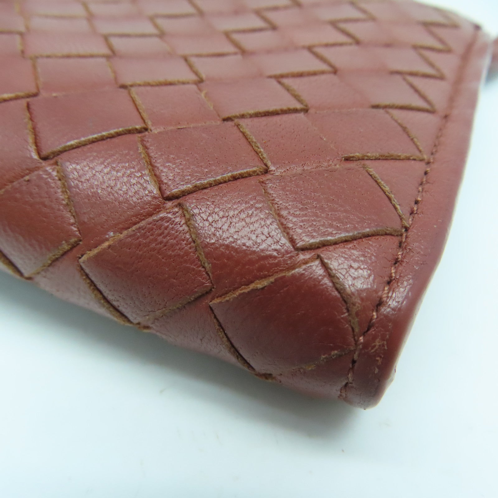 BOTTEGA VENETA 【激減優惠】織紋皮革Long Wallet銀扣長錢包啡色