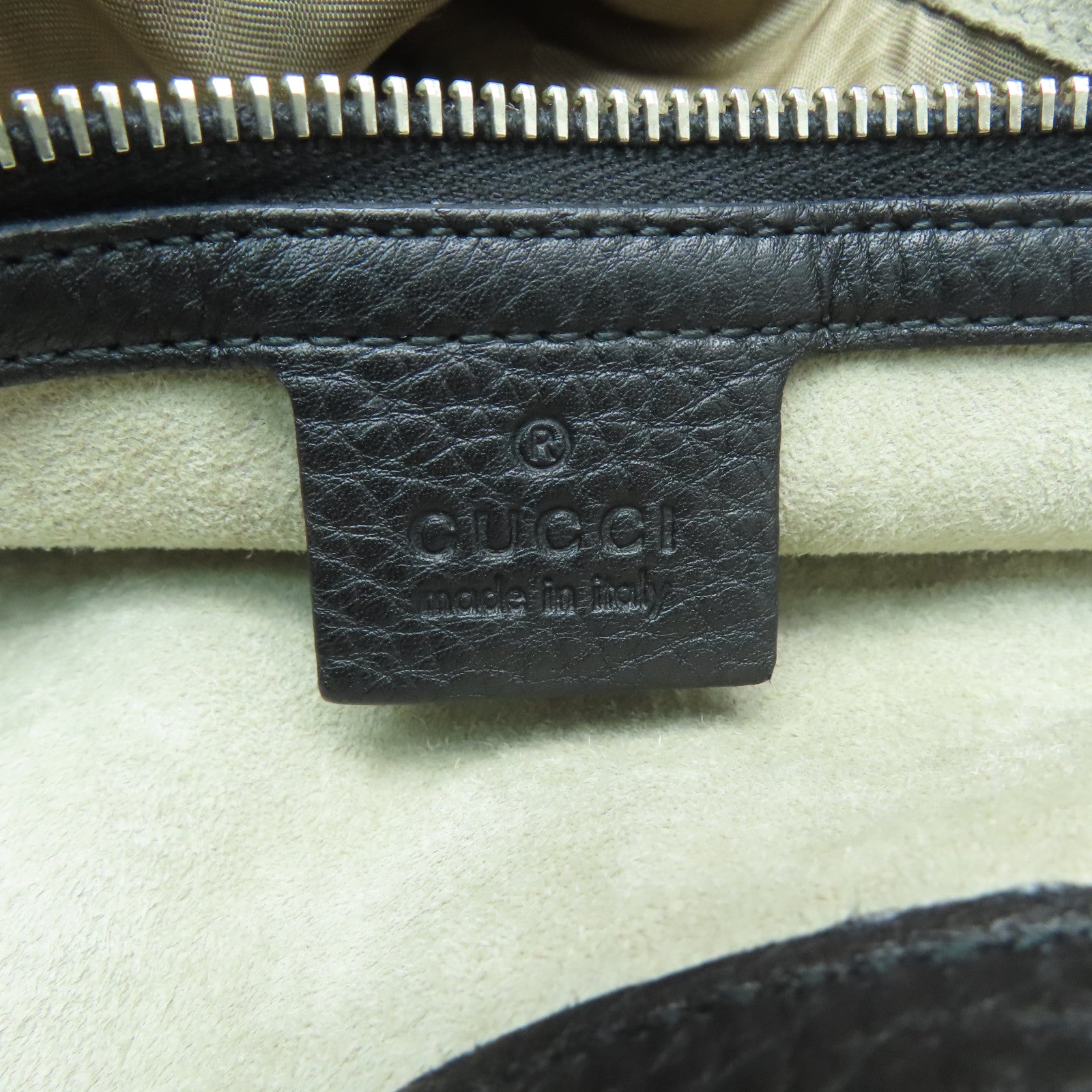 GUCCI 牛皮皮革Hand Bag銀扣肩背袋黑色
