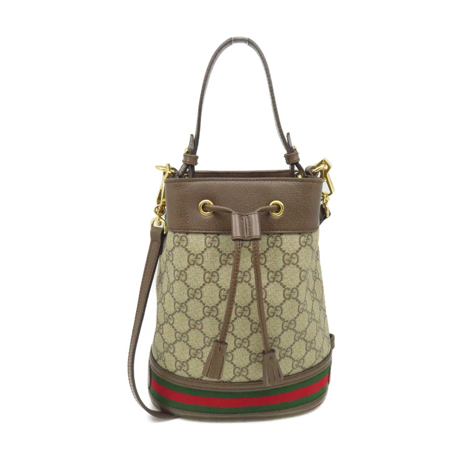 GUCCI 塗層帆布Ophidia GG Small Bucket 2Way Shoulder Bag手挽肩背兩用袋啡色