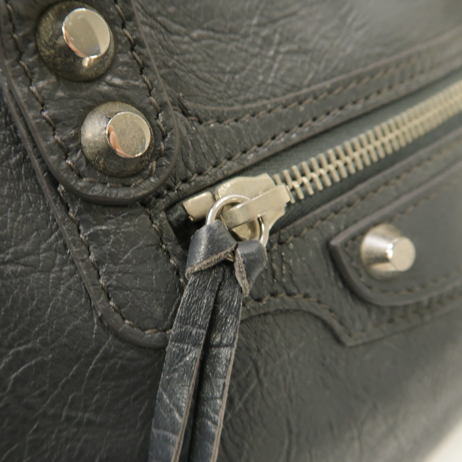 BALENCIAGA 牛皮皮革Classic City銀扣手挽肩背兩用袋灰色